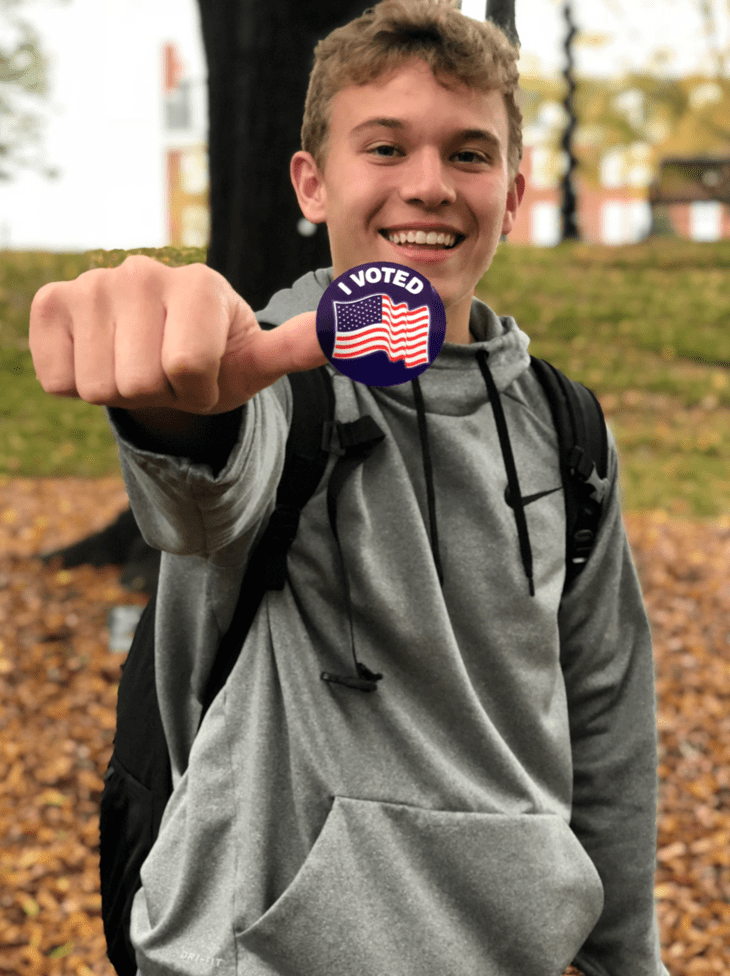 Dalton Lucas, a student at High Point University in North Carolina, voted in his first election in 2018. He's the chief of a polling station for 2020.