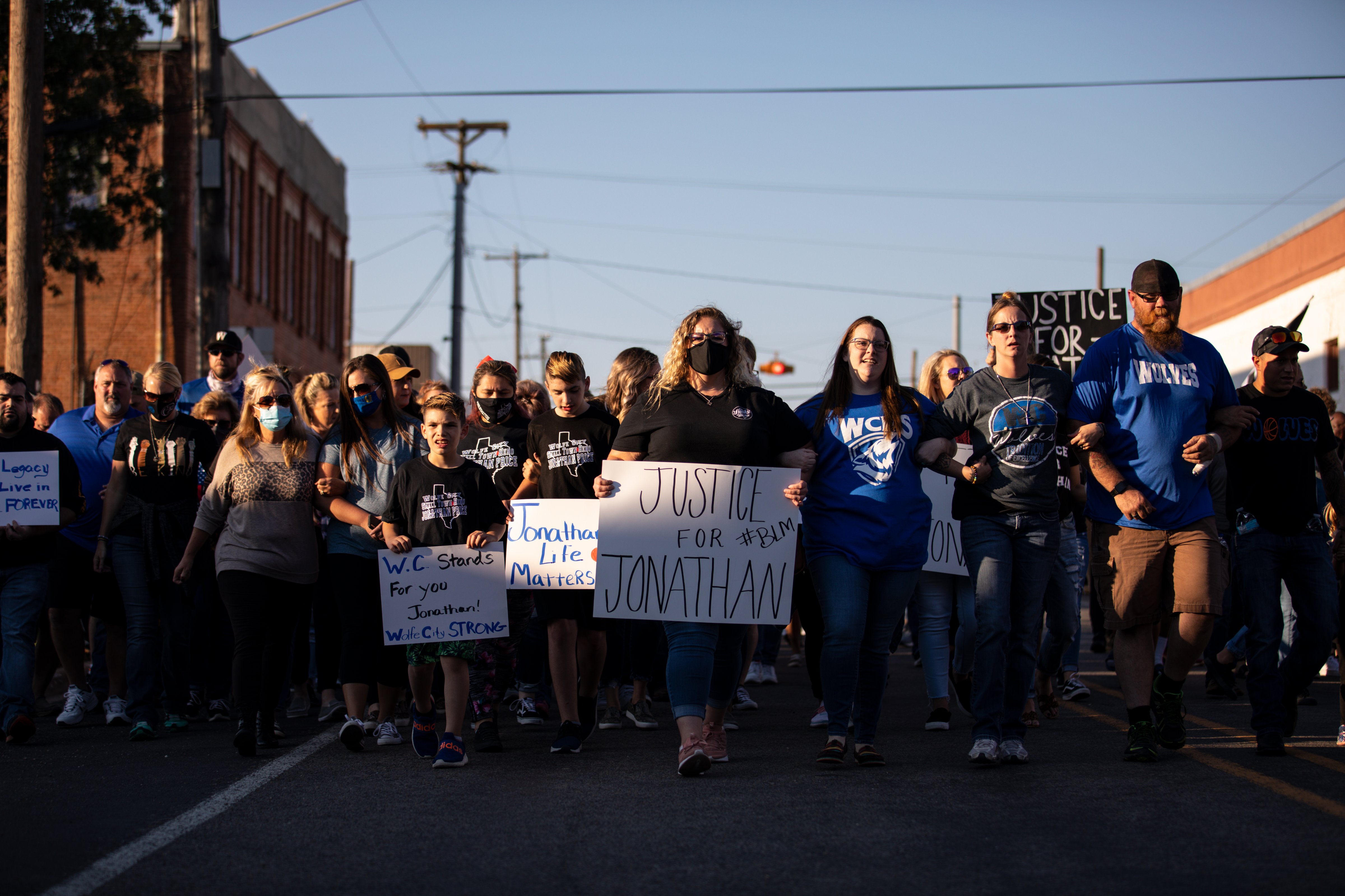 People gather for a march, rally and candle light vigil in honor Jonathan Price on Oct. 5, 2020 in Wolfe City, Texas. (Montinique Monroe—Getty Images)