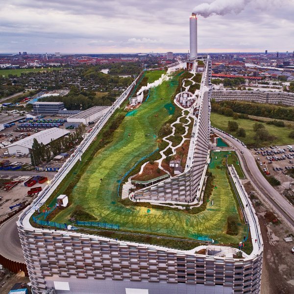 BIG's ski slope on top of a power plant, opened to the public in Copenhagen in October 2019, embodies Ingels' ethos of hedonistic sustainability.