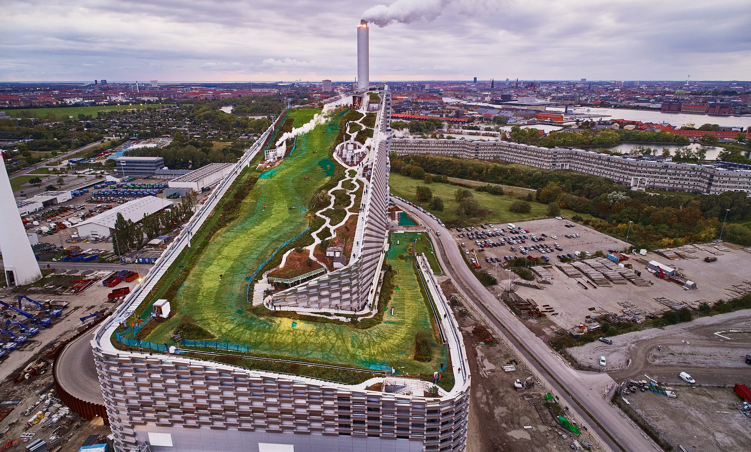 BIG's ski slope on top of a power plant, opened to the public in Copenhagen in October 2019, embodies Ingels' ethos of 