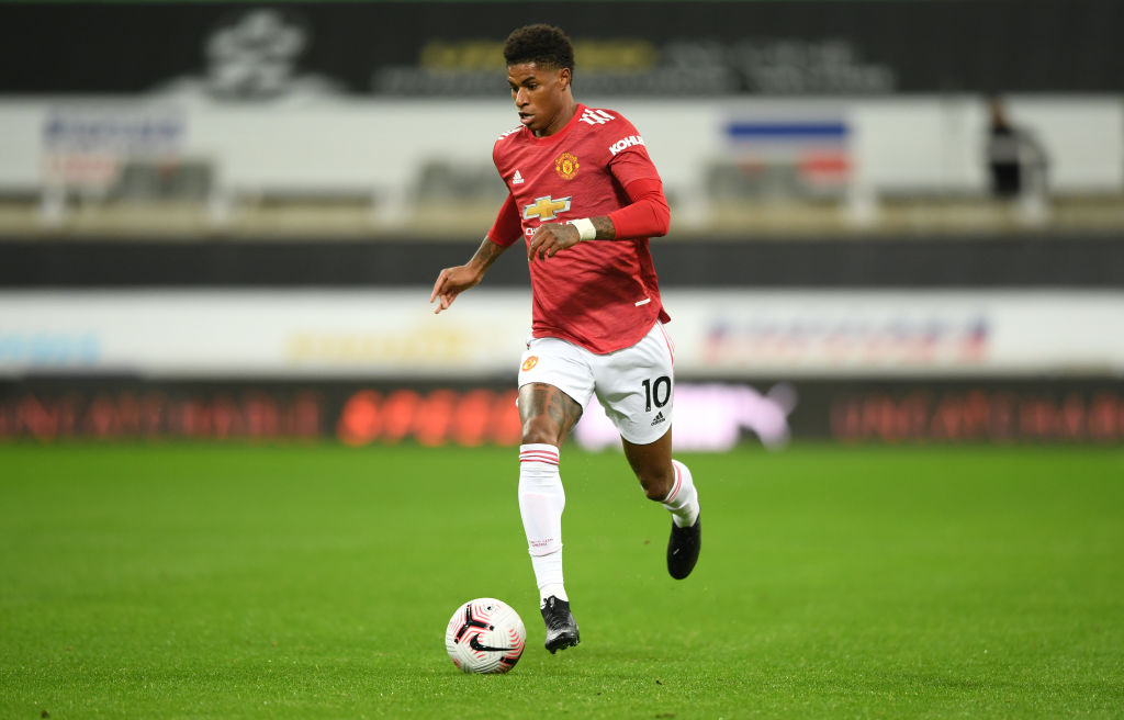 On the pitch, Marcus Rashford is one of Manchester United's top scorers. Off it, he's putting pressure on the U.K. government to end child food poverty. (Stu Forster/Getty Images—2020 Getty Images)