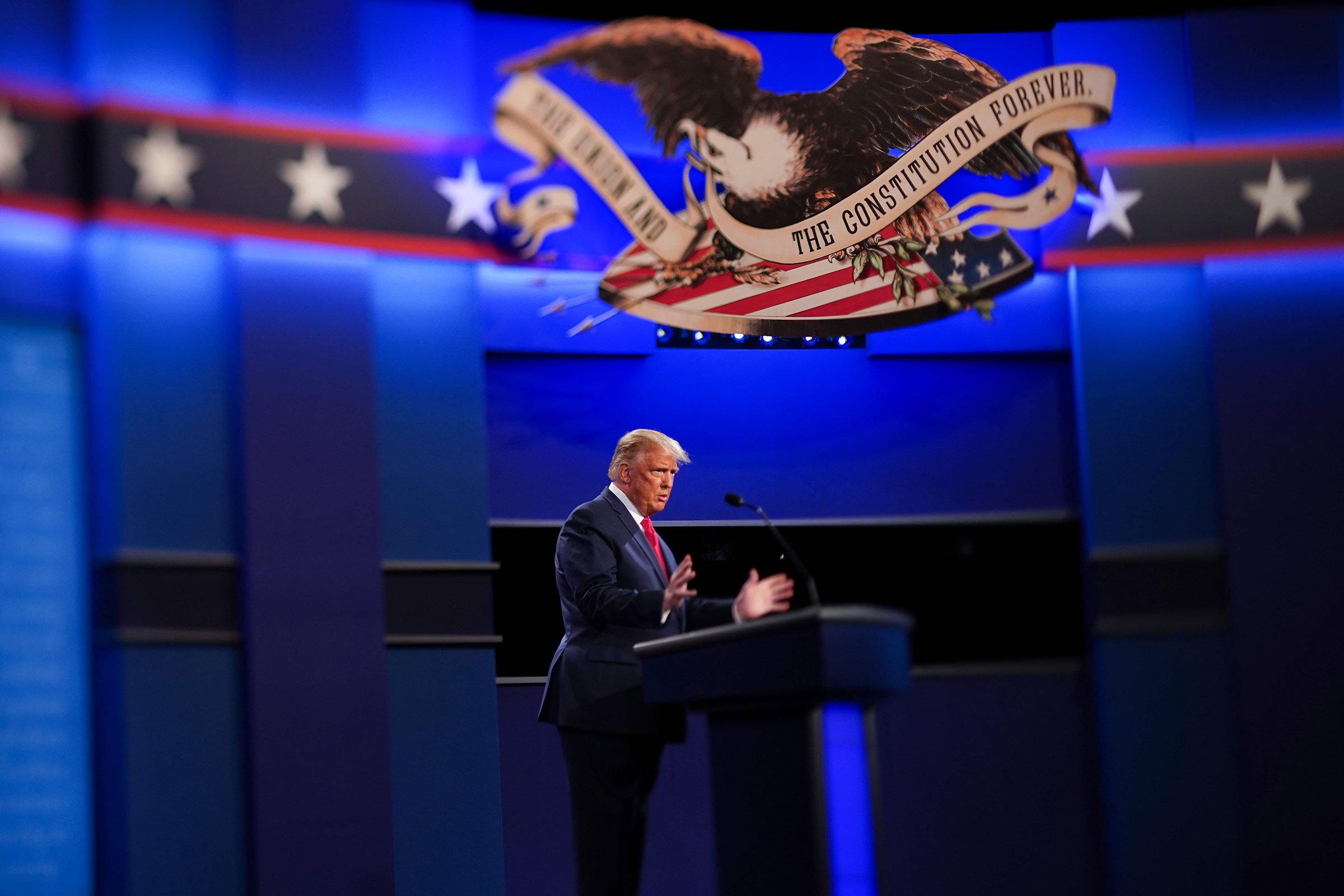 President Donald Trump speaks during the final presidential debate in Nashville on Oct. 22, 2020.