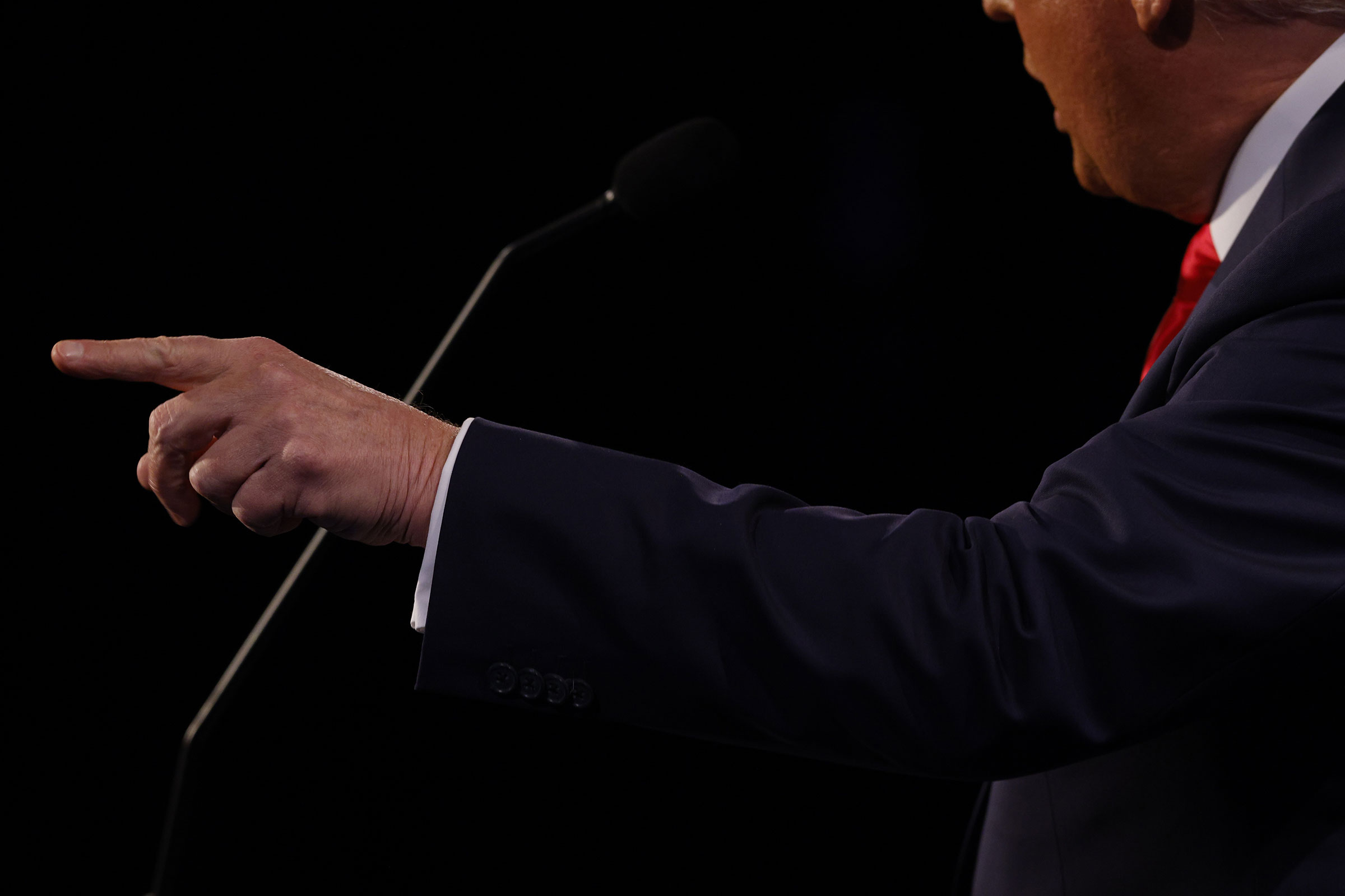 President Donald Trump speaks during the final presidential debate. (Jim Bourg—Pool/AFP/Getty Images)