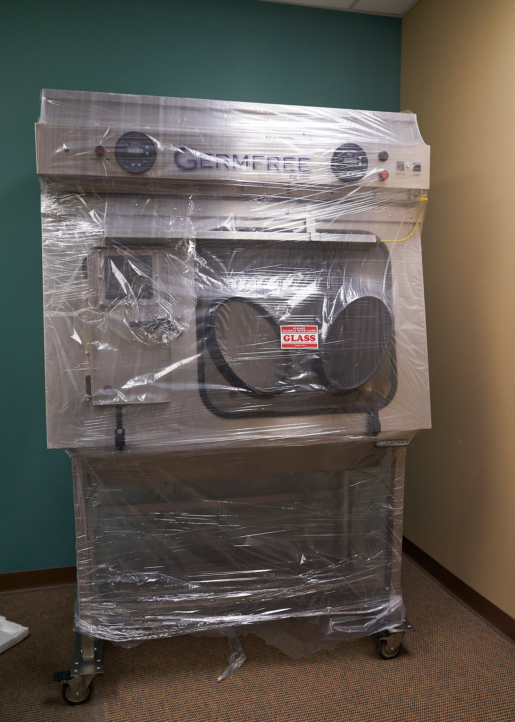 Newly purchased pharmaceutical hood used to mix medications for Clinch Memorial Hospital.