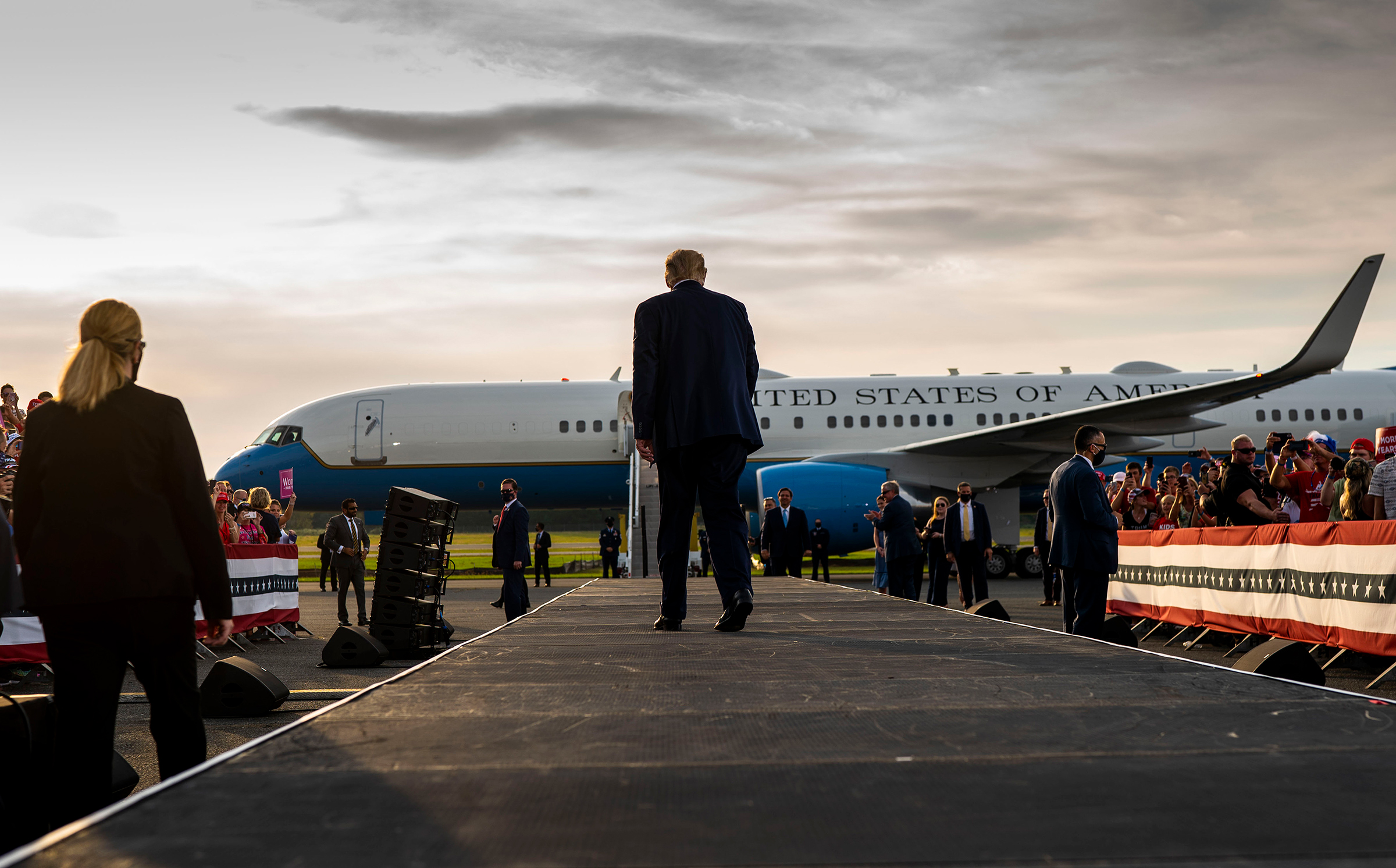 Trump at the end of a campaign rally in Ocala, Fla., on Oct. 16 (Doug Mills—The New York Times/Redux)