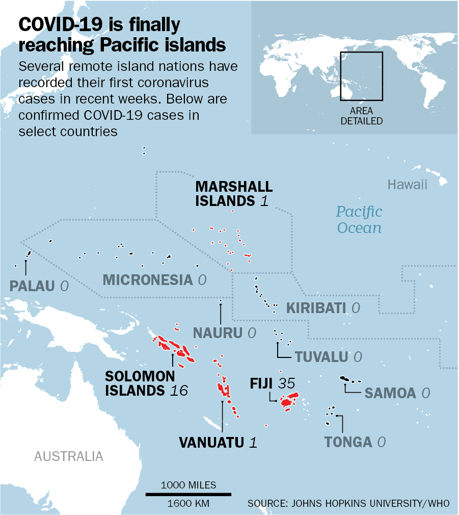 COVID-19 Pacific island map