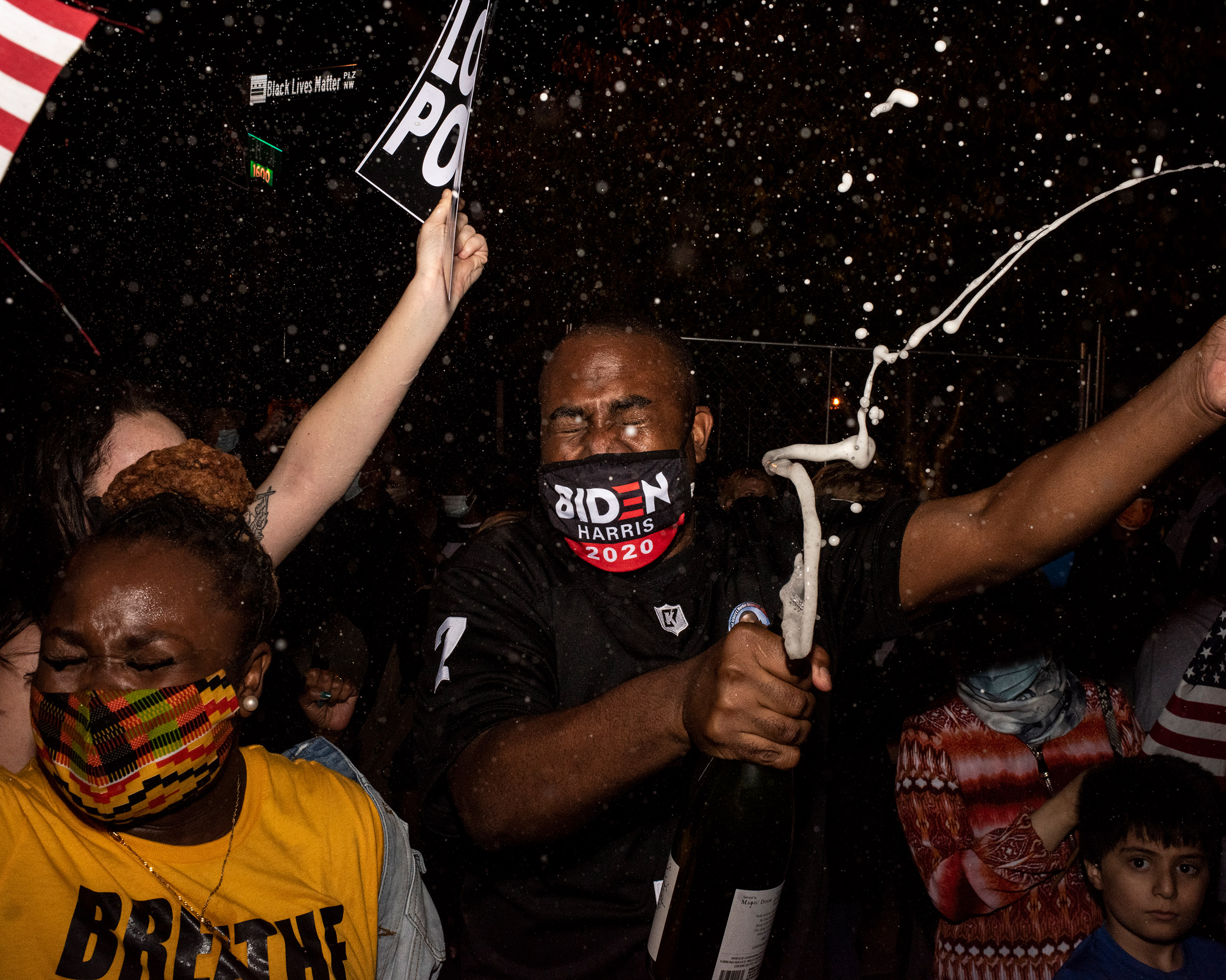 Biden-Harris supporters celebrate their win in Washington, D.C., on Nov. 7. (Lorenzo Meloni—Magnum Photos for TIME)