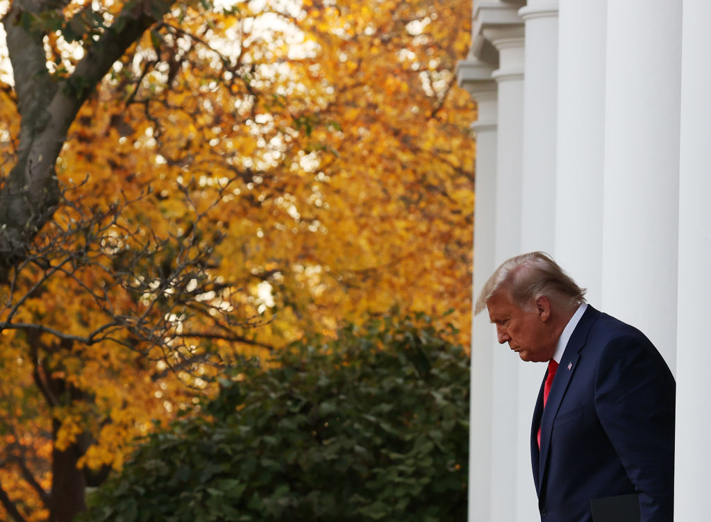 U.S. President Donald Trump walks up to speak about Operation Warp Speed in the Rose Garden at the White House in Washington, DC, on November 13, 2020. (Tasos Katopodis—Getty Images)