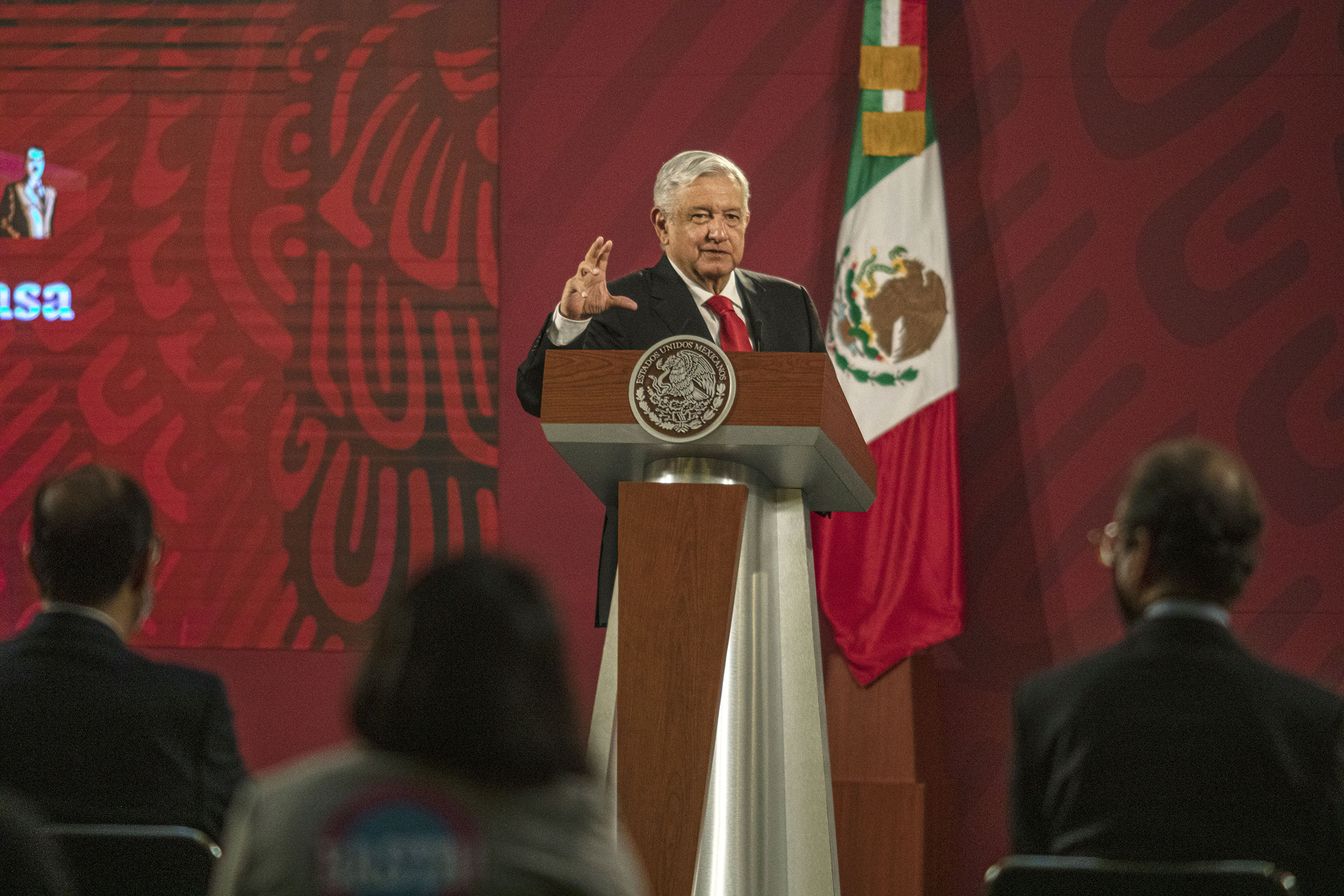 Andres Manuel Lopez Obrador, Mexico's president, speaks during a news conference at the National Palace in Mexico City, on July 22, 2020.