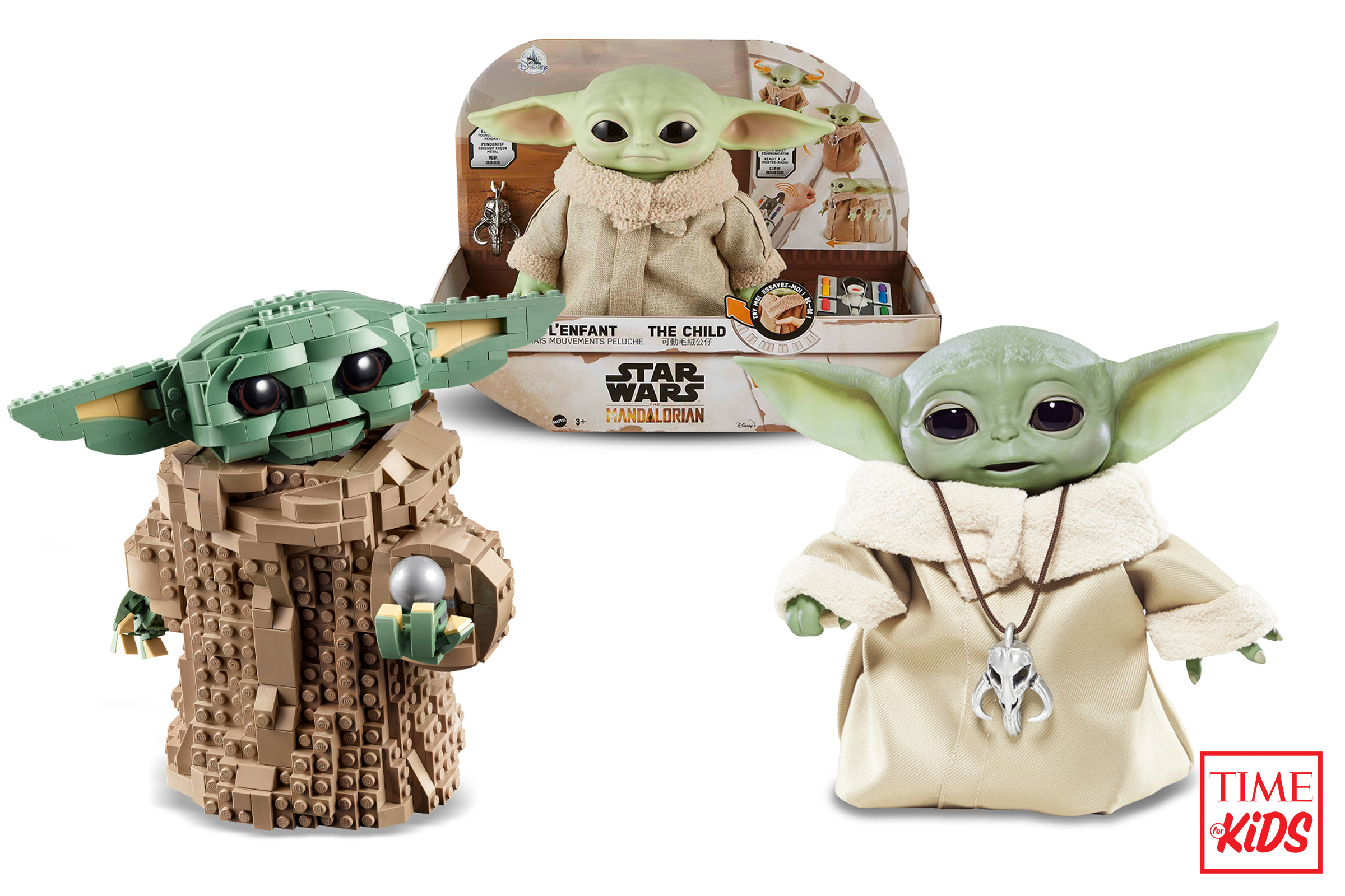 Three pictures of baby yoda for toy guide.