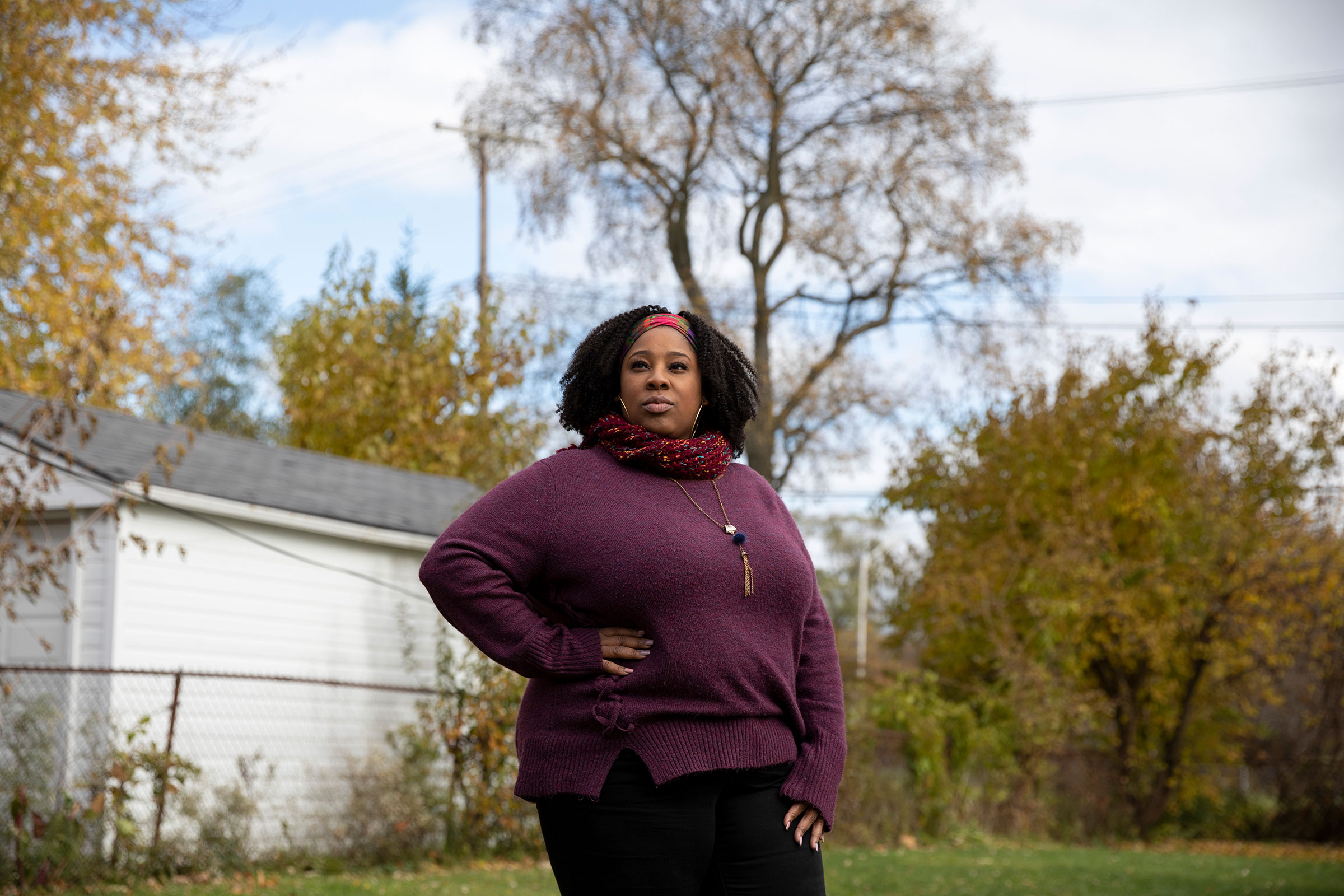 Aaron Jarvis outside of her home in Detroit. (Elaine Cromie for TIME)