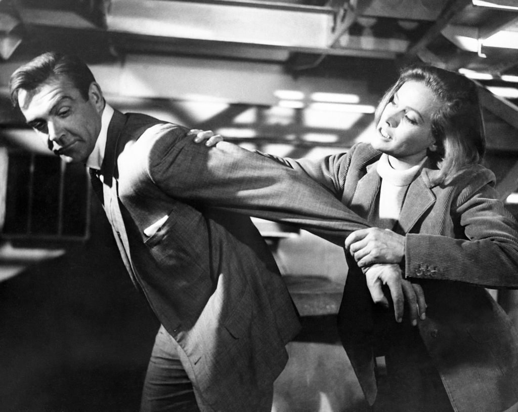 Sean Connery and Honor Blackman in a scene for Goldfinger. (PA Images via Getty Images&mdash;PA Images)
