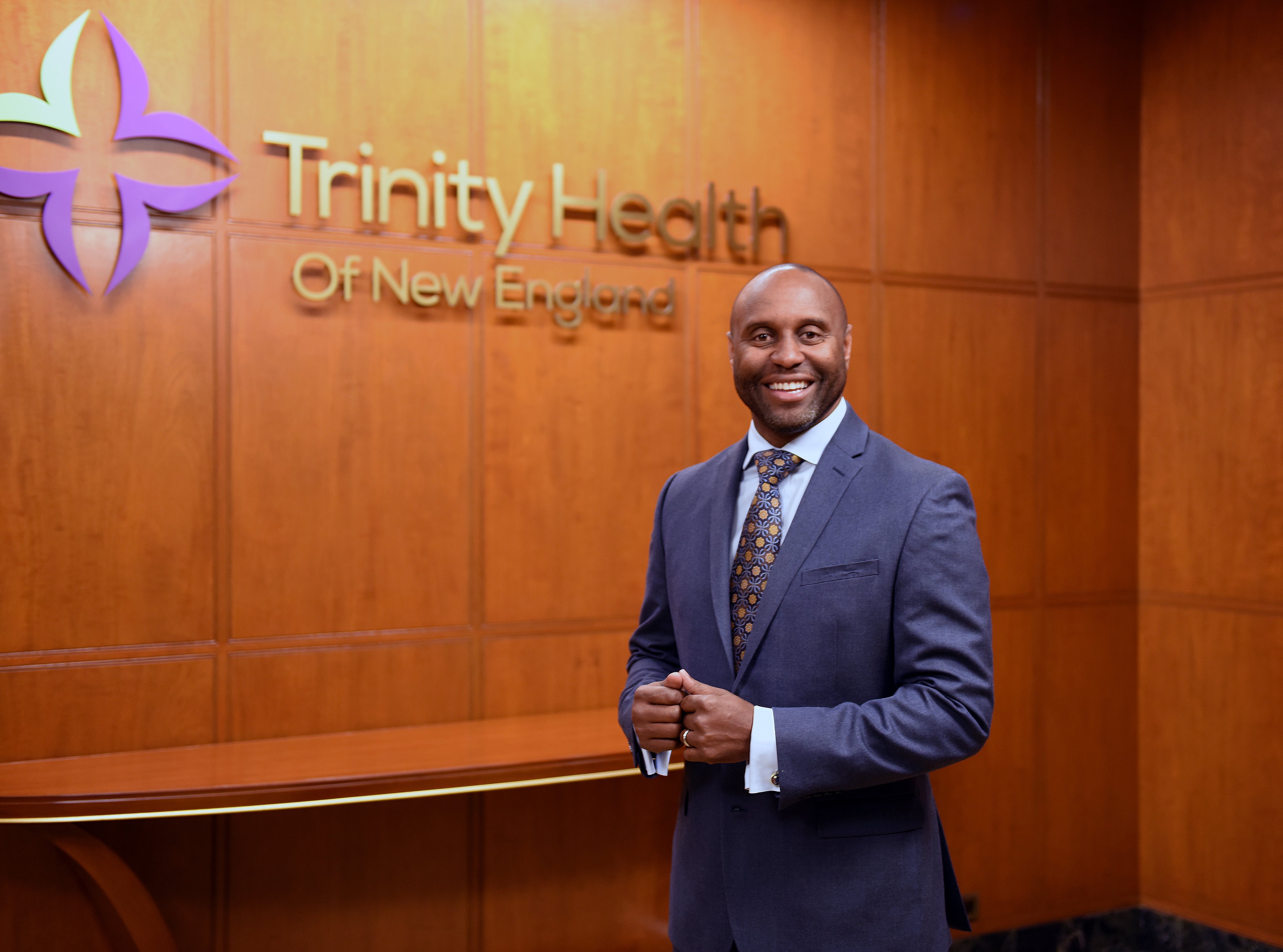 Dr. Reginald Eadie, president and CEO of Trinity Health of New England, who has been working to build trust in the new coronavirus vaccines among members of Black American communities. (Courtesy Trinity Health of New England)