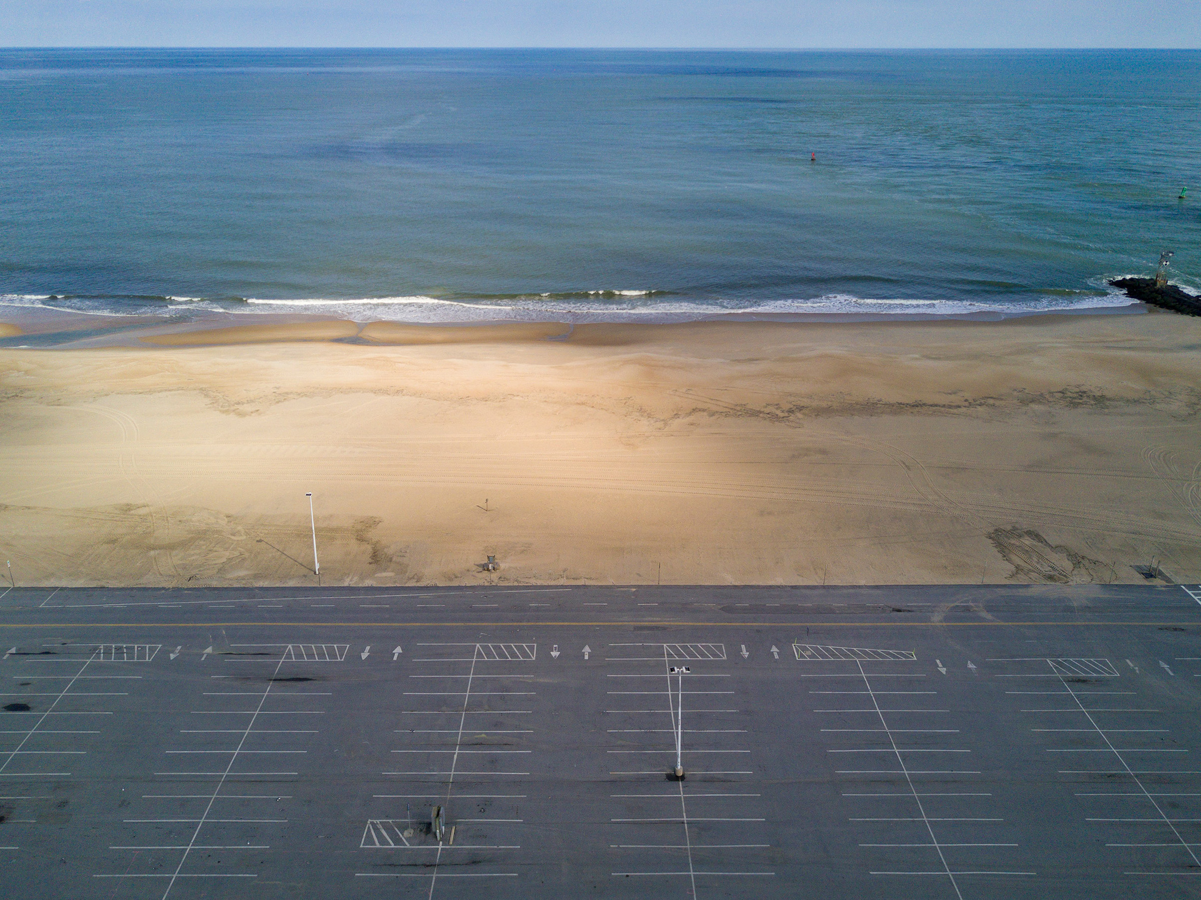 An empty parking lot in the beach town of Ocean City, Md., on April 16.
