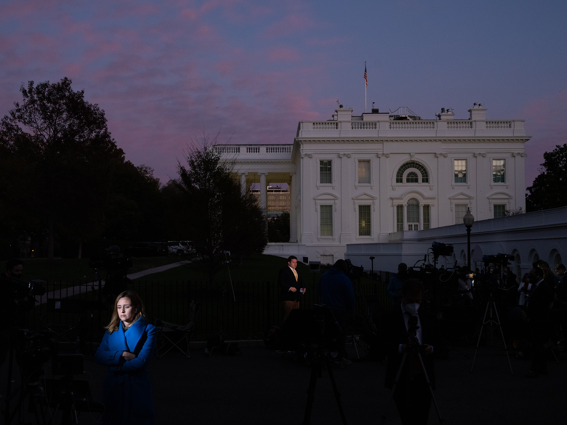 Press near the White House on the eve of the Nov. 3 election in Washington, D.C. (Peter van Agtmael—Magnum Photos for TIME)