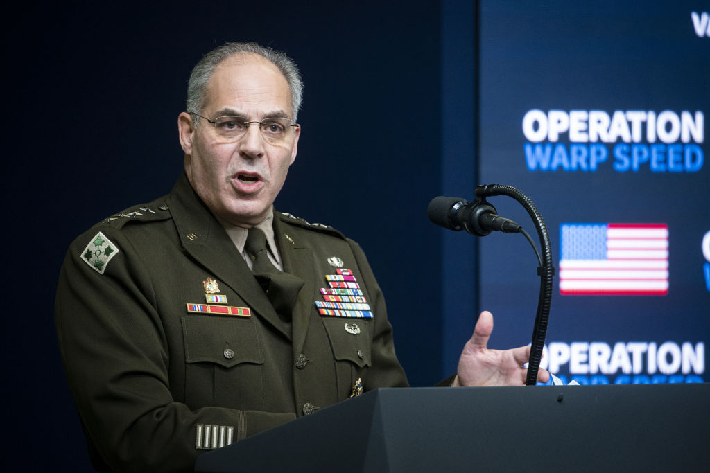 General Gustave Perna, chief operating officer for the Defense Department's Operation Warp Speed project, speaks during a vaccine summit on Dec. 8, 2020, at the White House in Washington, D.C. (Al Drago—Getty Images/Bloomberg)