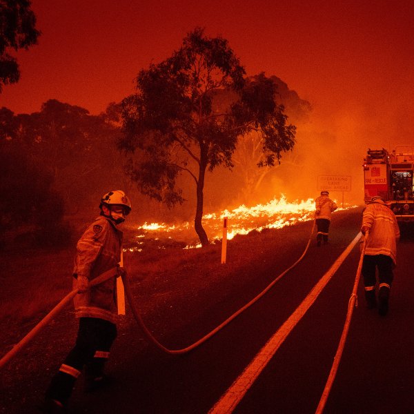 Firefighters on the outskirts of Bredbo, New South Wales, Australia, on Feb. 1