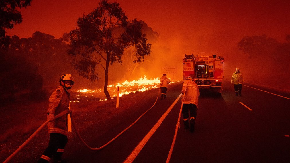 Firefighters on the outskirts of Bredbo, New South Wales, Australia, on Feb. 1