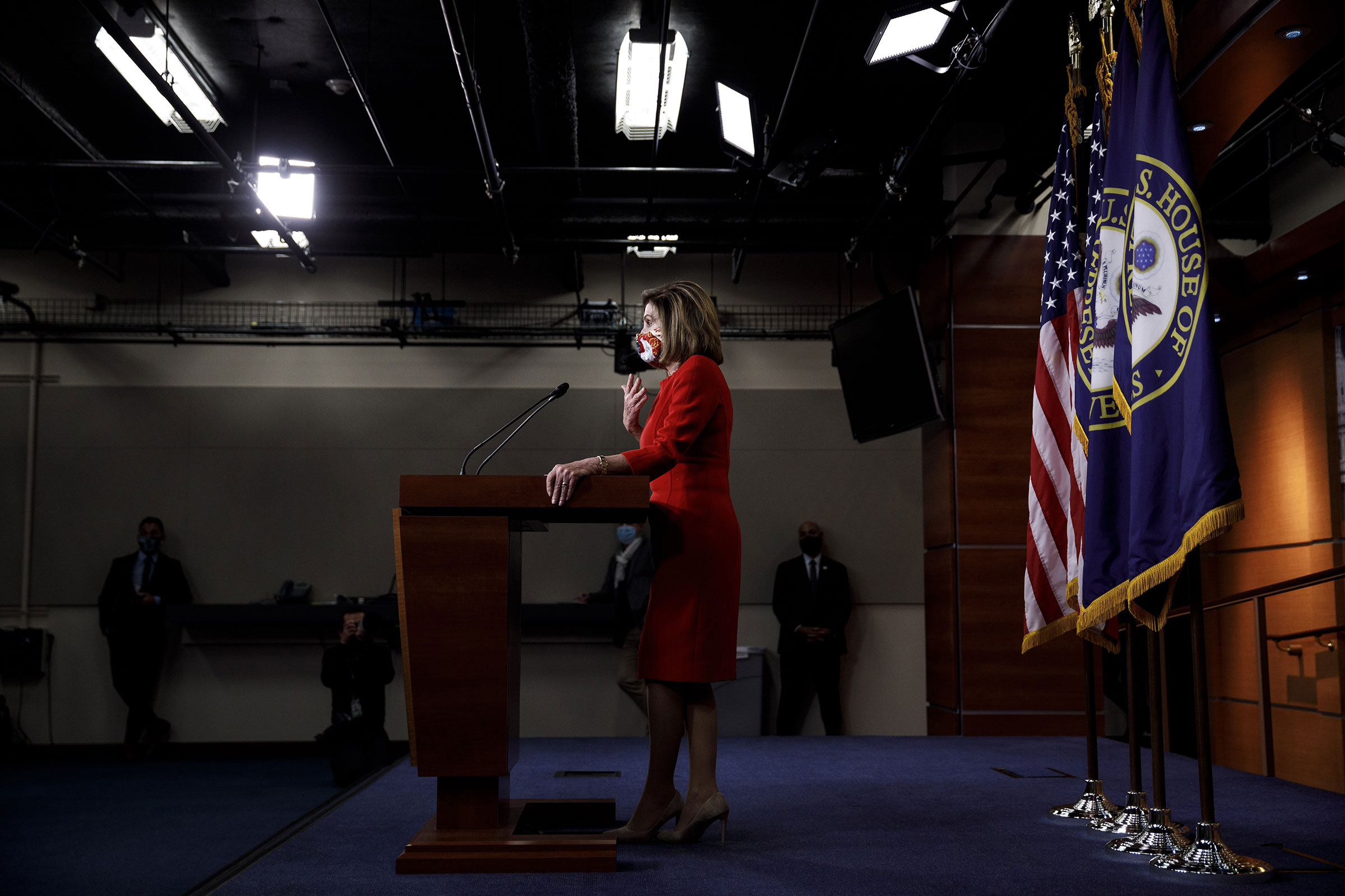House Speaker Nancy Pelosi speaks during a press conference on Capitol Hill in Washington on Dec. 4, 2020.