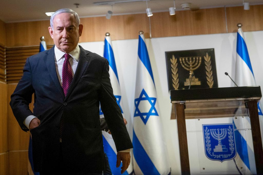 Israeli Prime Minister Benjamin Netanyahu leaves after a speech at the Knesset (Israeli Parliament) in Jerusalem on Dec. 22, 2020. (Yonathan Sindel–POOL/AFP/Getty Images)