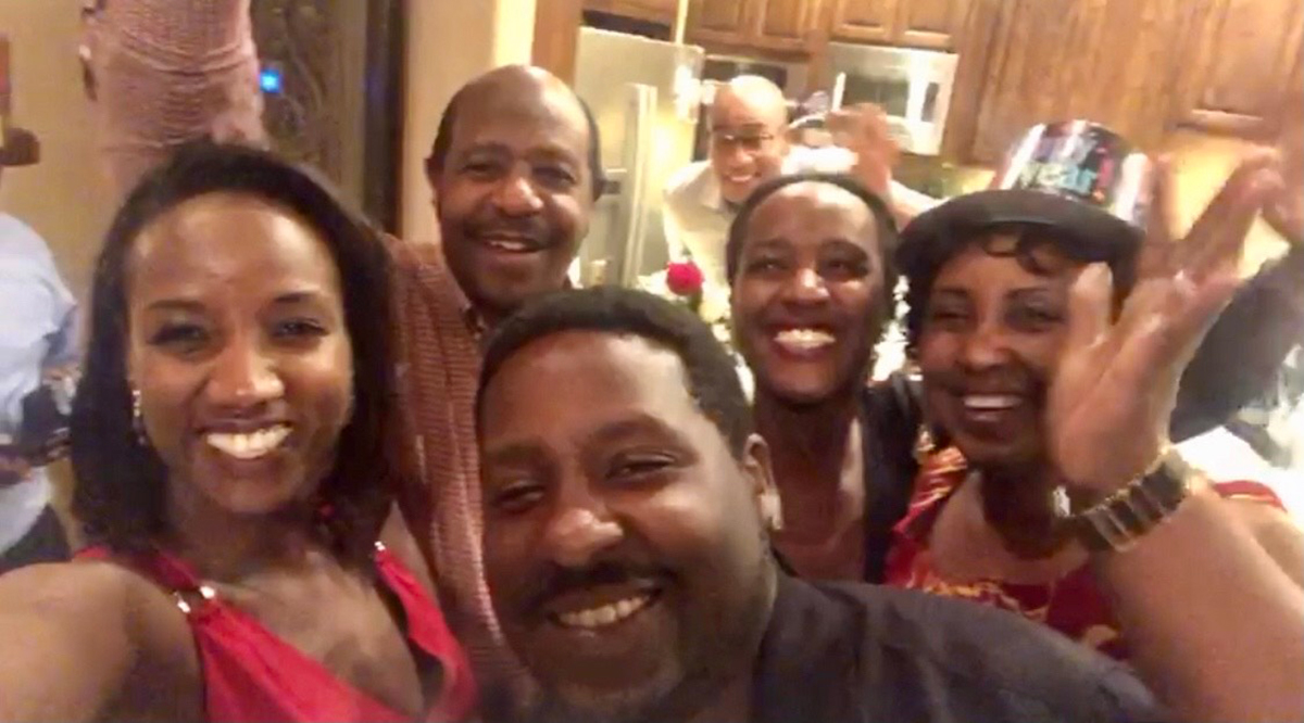 Paul Rusesabagina with his family on New Year's Eve last year. (Courtesy Carine Kanimba)