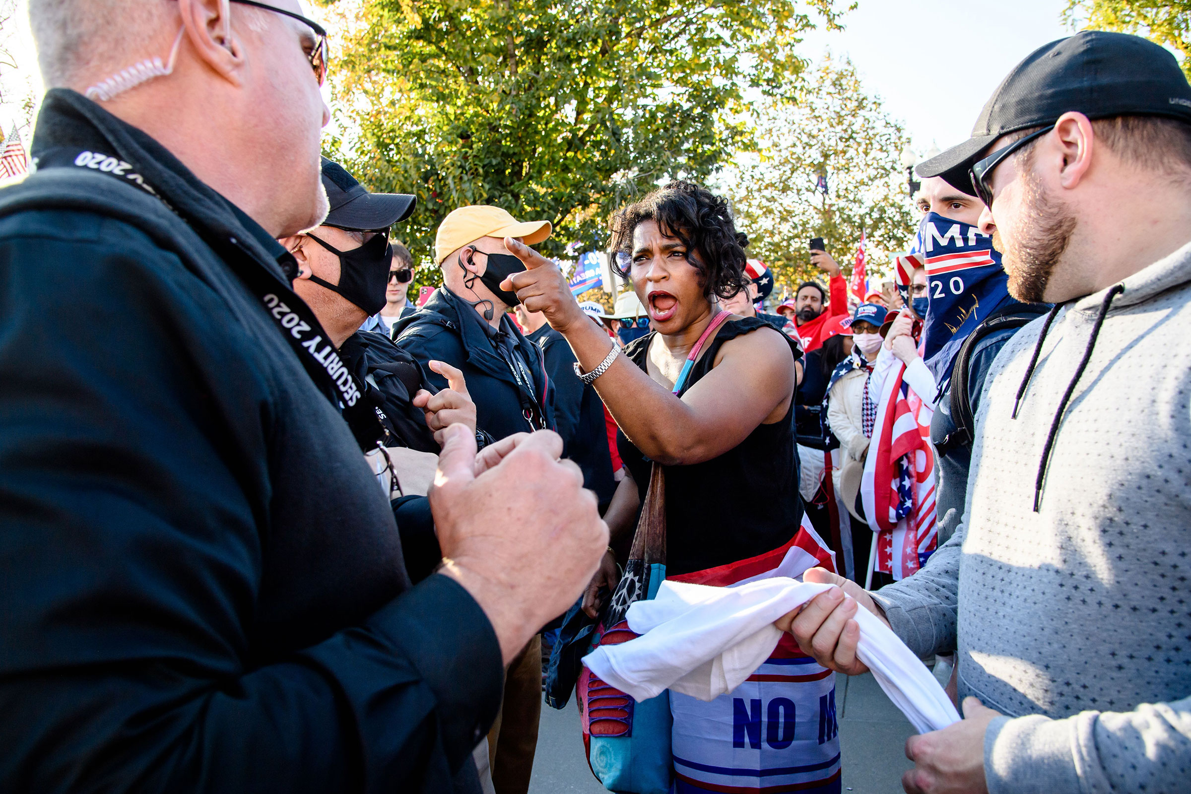 Trump supporters face off with counter­protesters 
                      near the Supreme Court, on Nov. 14 in Washington (Amy Harris—Shutterstock)