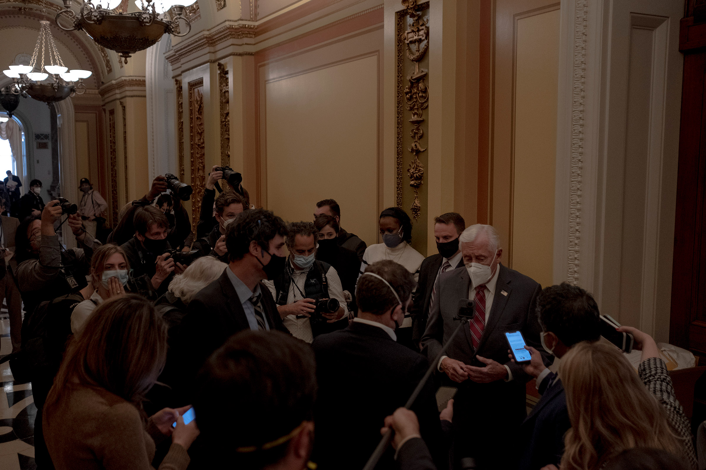 1/11/21, Washington, D.C.House Majority Leader Steny Hoyer (D-Md.) speaks to reporters about the articles of impeachment outside the House Chamber at the Capitol in Washington, D.C. on Jan. 11, 2020. Gabriella Demczuk / TIME