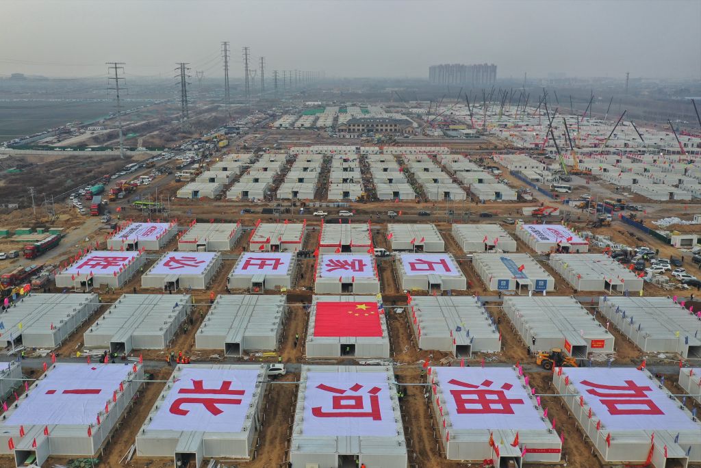This aerial photo, taken on Jan. 20, 2021, shows the construction site of the Huangzhuang quarantine center in Shijiazhuang, north China's Hebei Province. (Yang Shiyao/Xinhua via Getty))