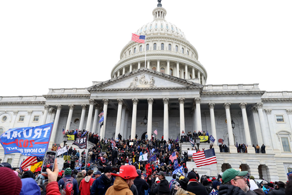 Protesters gather on the U.S. Capitol Building on January 06, 2021 in Washington, DC. (Tasos Katopodis/Getty Images)