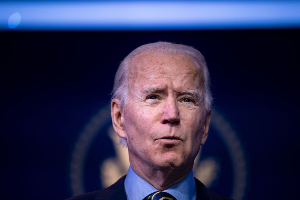 US President-elect Joe Biden speaks about a foreign policy and national security virtual briefing he held earlier at the Queen Theater on December 28, 2020, in Wilmington, Delaware. (Photo by Brendan Smialowski / AFP) (Photo by BRENDAN SMIALOWSKI/AFP via Getty Images) (AFP via Getty Images)