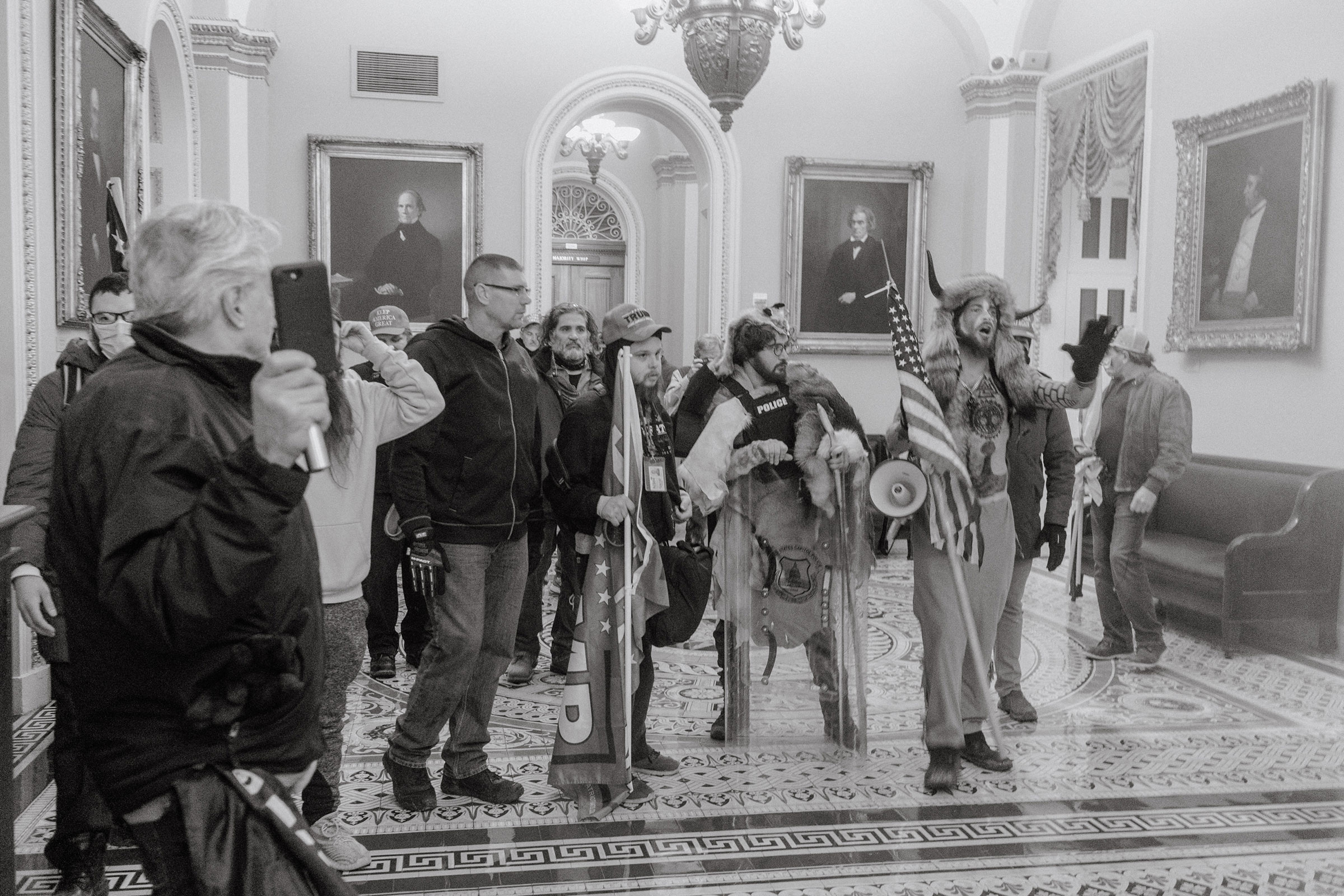 Pro-Trump rioters seen inside the Capitol on Jan. 6. (Christopher Lee for TIME)