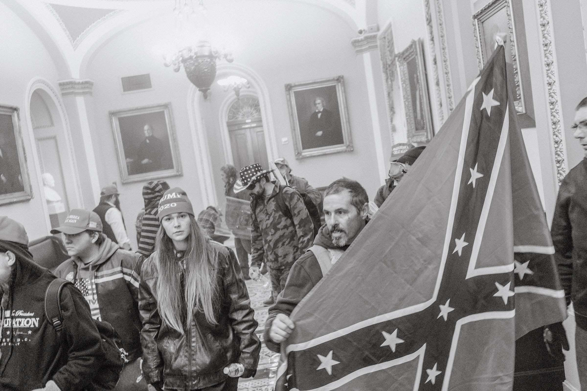 Pro-Trump rioters seen inside the Capitol on Jan. 6.