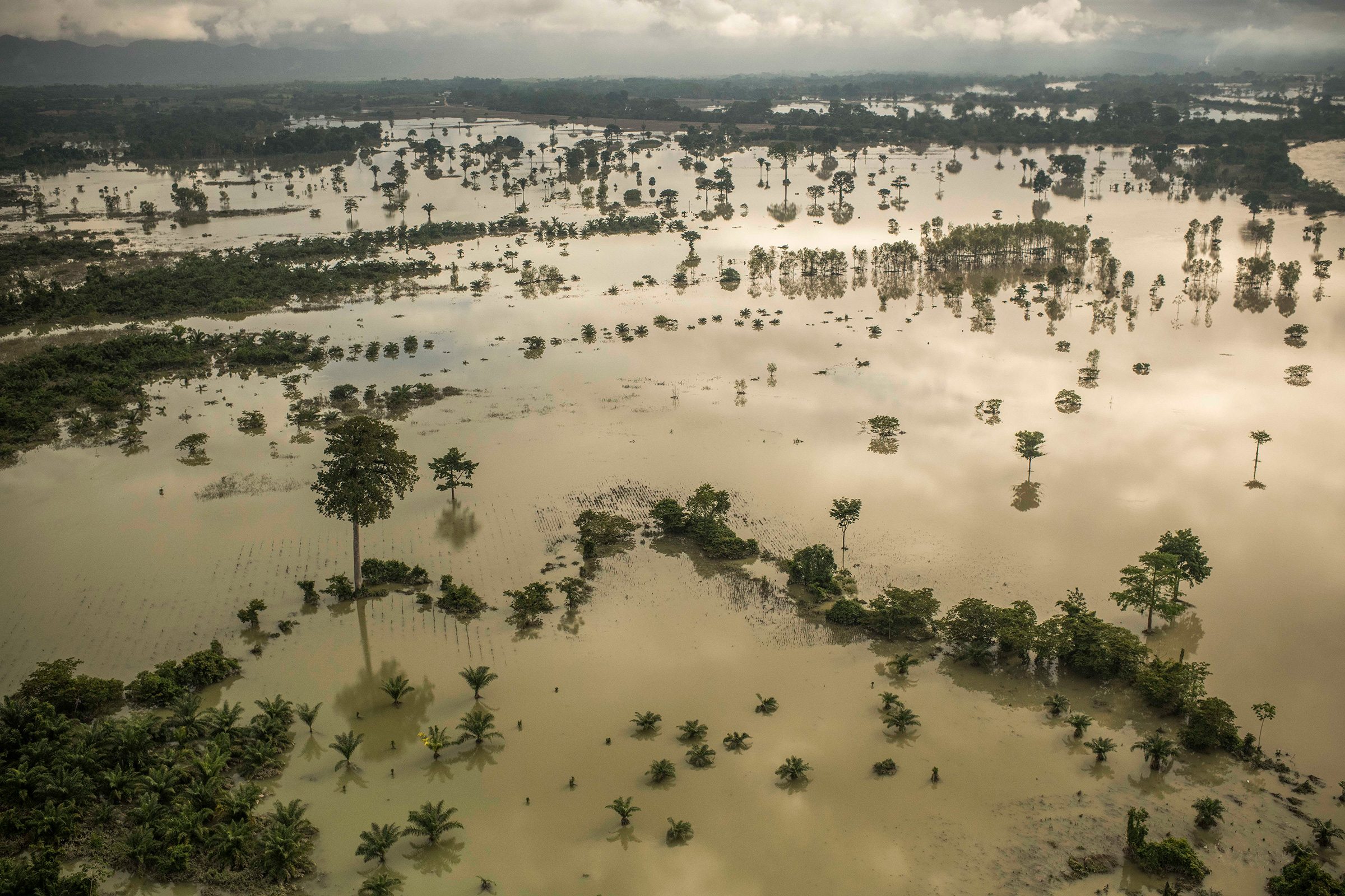 A view of the vast flooding in Guatemala, after Hurricanes Eta and Iota struck one after the other, on Nov. 26, 2020. (Daniele Volpe—The New York Times/Redux)