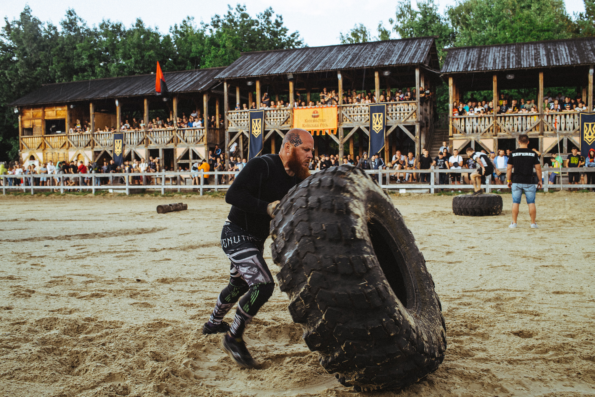 The event included mixed martial arts and endurance competitions, as well as a series of public lectures on the movement’s extreme right-wing ideology. (Maxim Dondyuk for TIME)