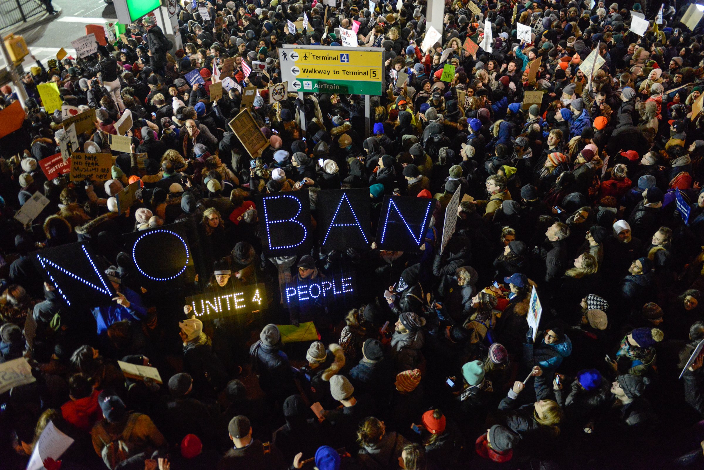 Protestors Rally At JFK Airport Against 'Muslim Ban'