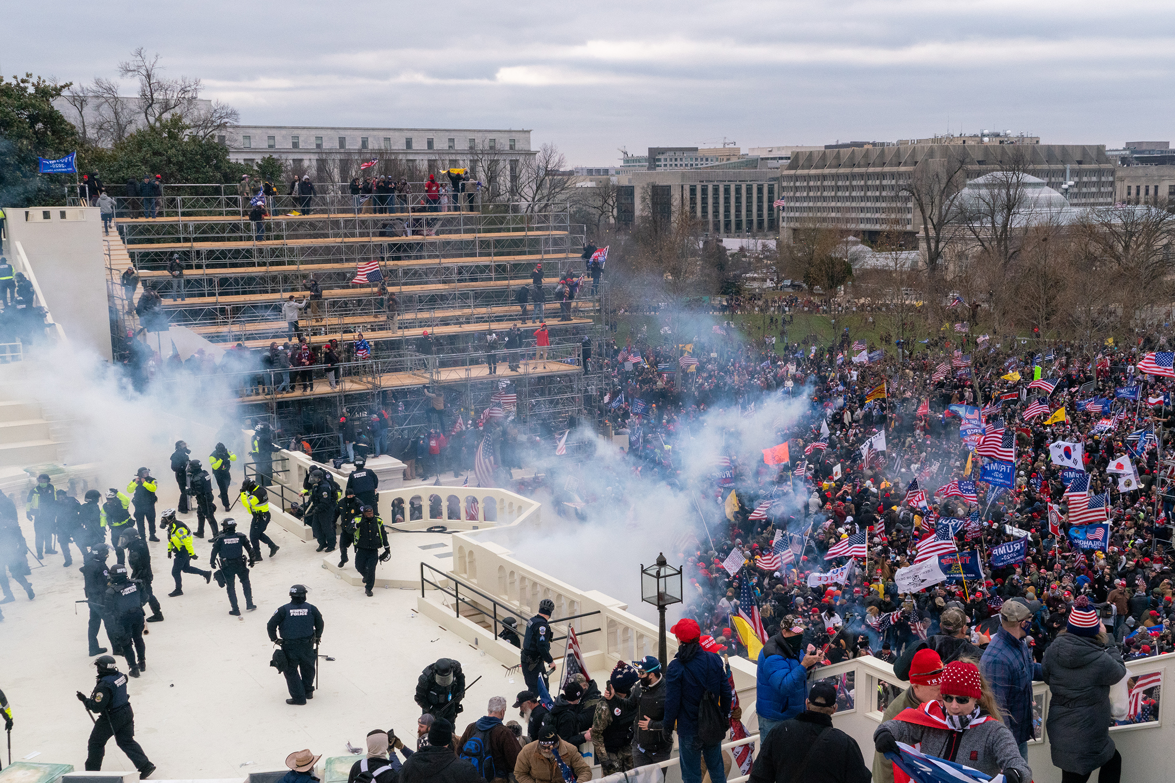 Rioters objecting to the certification of President-elect Joe Biden by Congress were briefly blocked by police outside the Capitol before gaining entry on Jan. 6. They wreaked havoc before being expelled.
