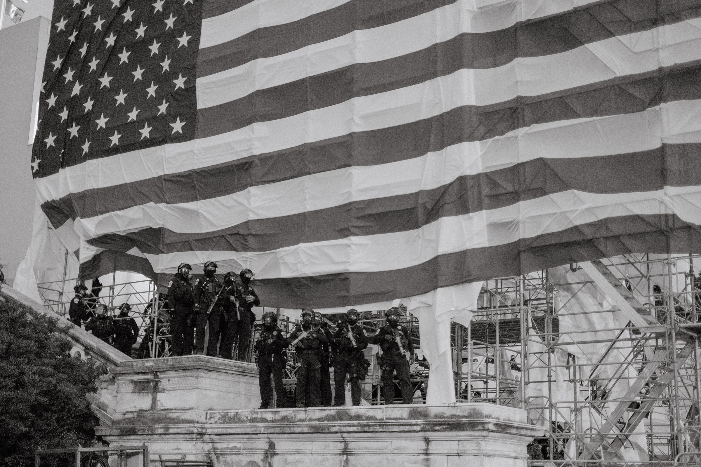 Capitol Police stand guard outside of the Capitol after it was broken into by a pro-Trump mob. (Christopher Lee for TIME)