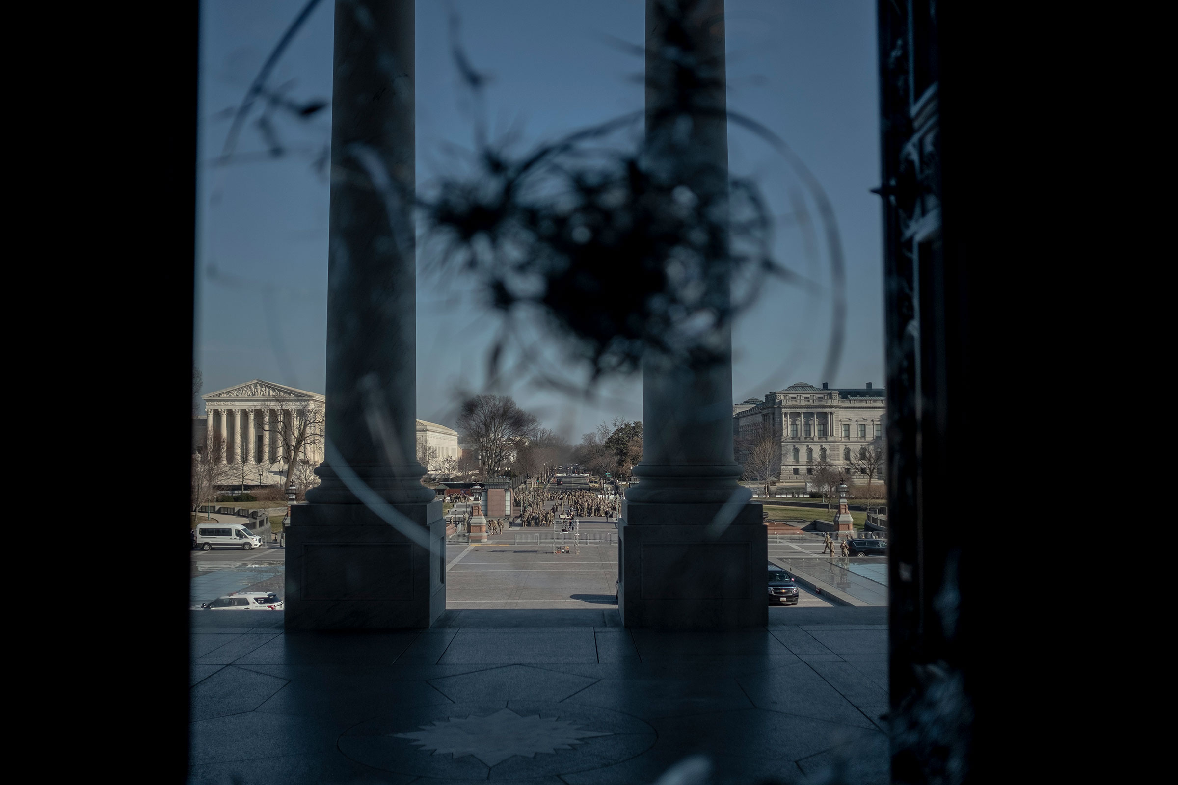 The East Front of the Capitol, which was damaged during the insurrection the week prior, in Washington, on Jan.13, 2020. (Gabriella Demczuk for TIME)