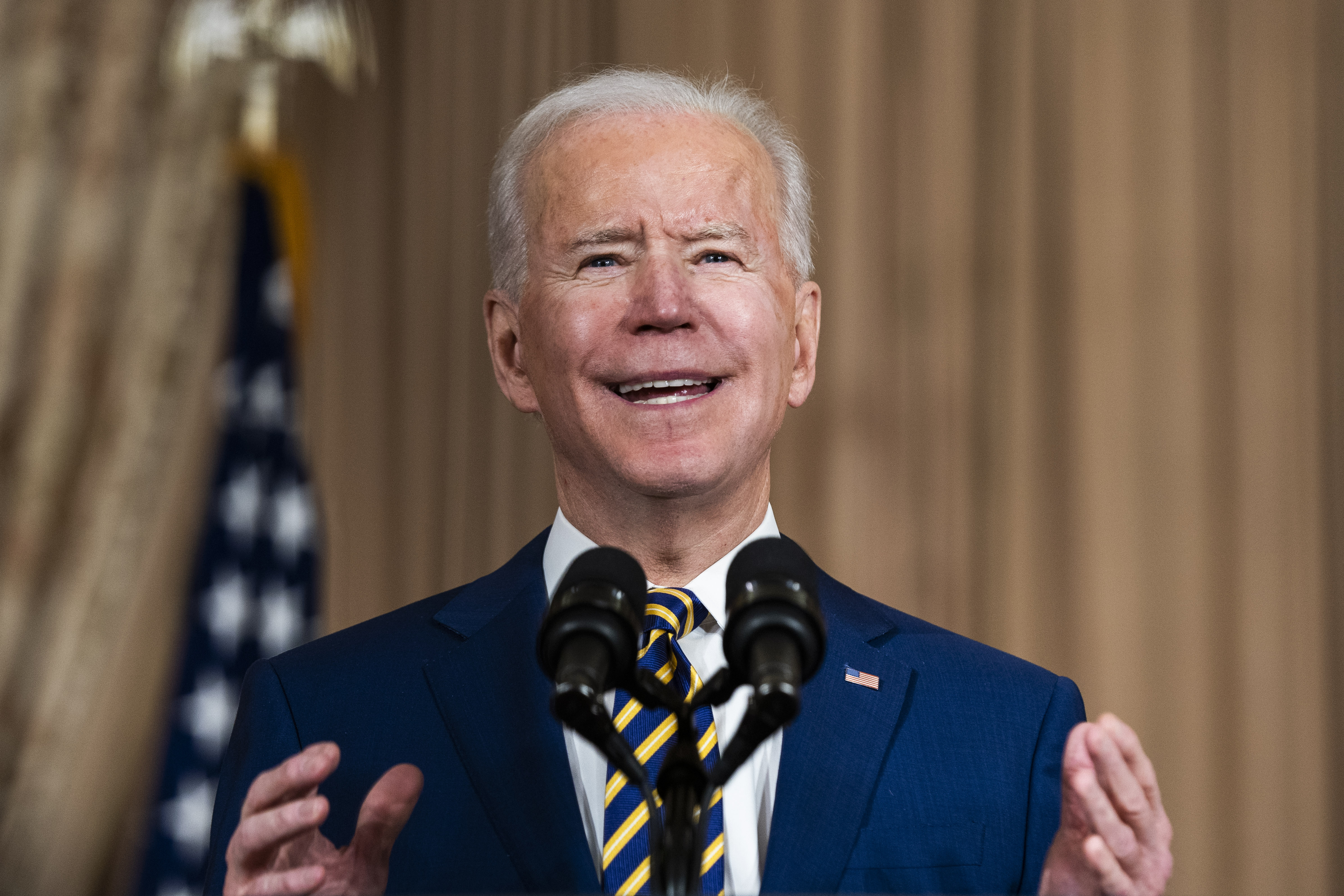 U.S. President Joe Biden speaks at the State Department in Washington, D.C., on Feb. 4, 2021. (Jim Lo Scalzo—EPA/Getty Images)