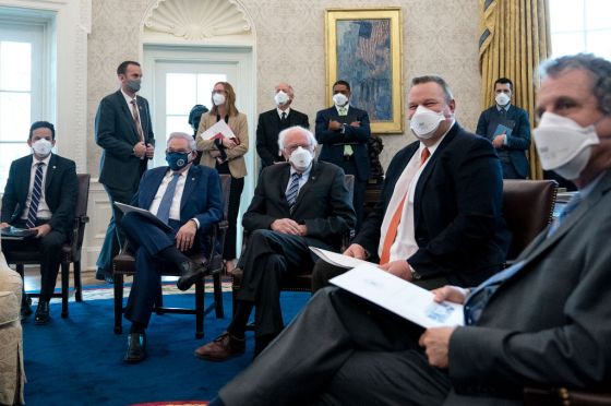 President Biden And VP Harris Meet With Democratic Senators To Discuss The American Rescue Plan