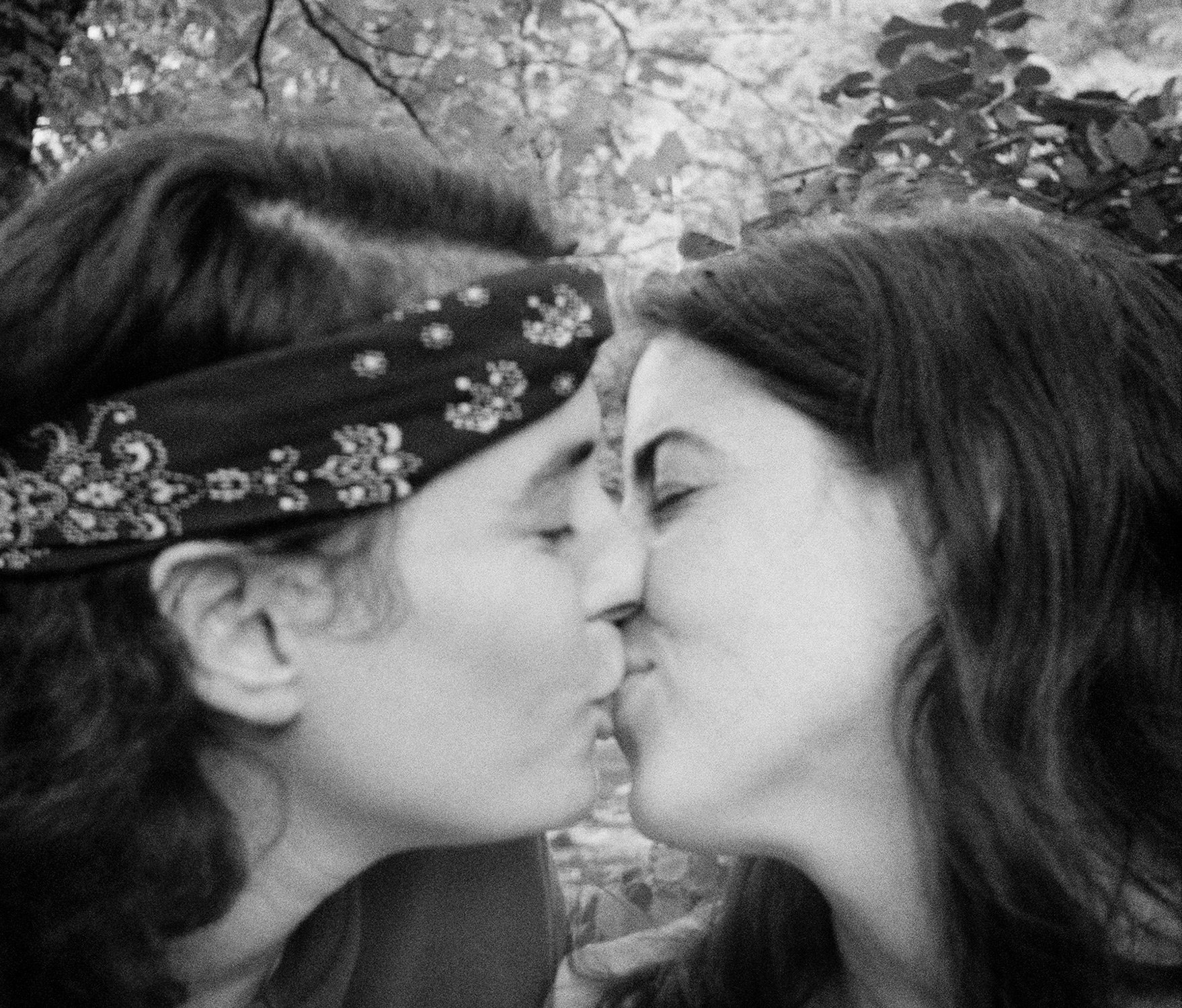 Self Portrait with Sharon, circa 1970. "I had never seen a picture of two women kissing and I wanted to see it", wrote Biren in the introduction to 'Eye To Eye: Portraits of Lesbians.' "That's my first lesbian photograph." (JEB (Joan E. Biren))