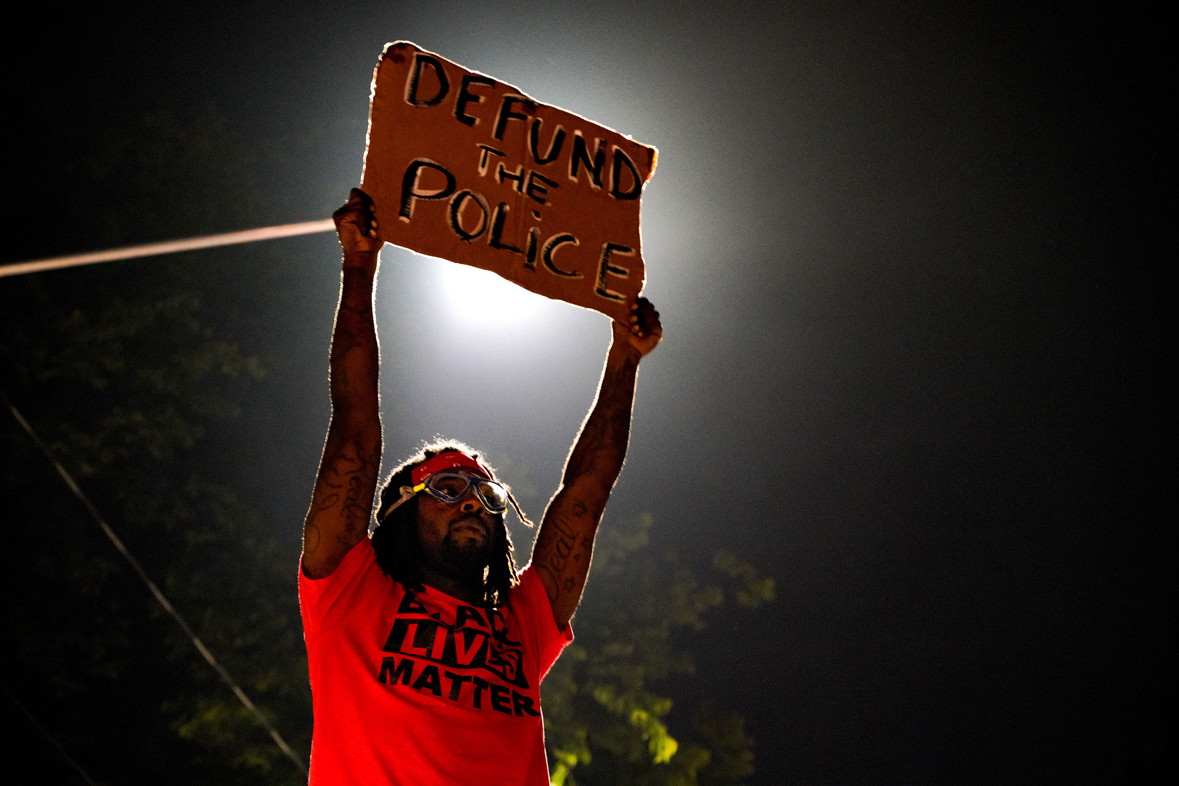 Demonstrators gather for a protest after an Atlanta police officer shot and killed Rayshard Brooks, 27, at a Wendy's fast food restaurant drive-thru in Atlanta, on June 14, 2020. (Ben Hendren—Anadolu Agency/Getty Images)