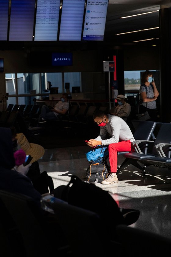 Travelers at Los Angeles International Airport on JulyÂ 4