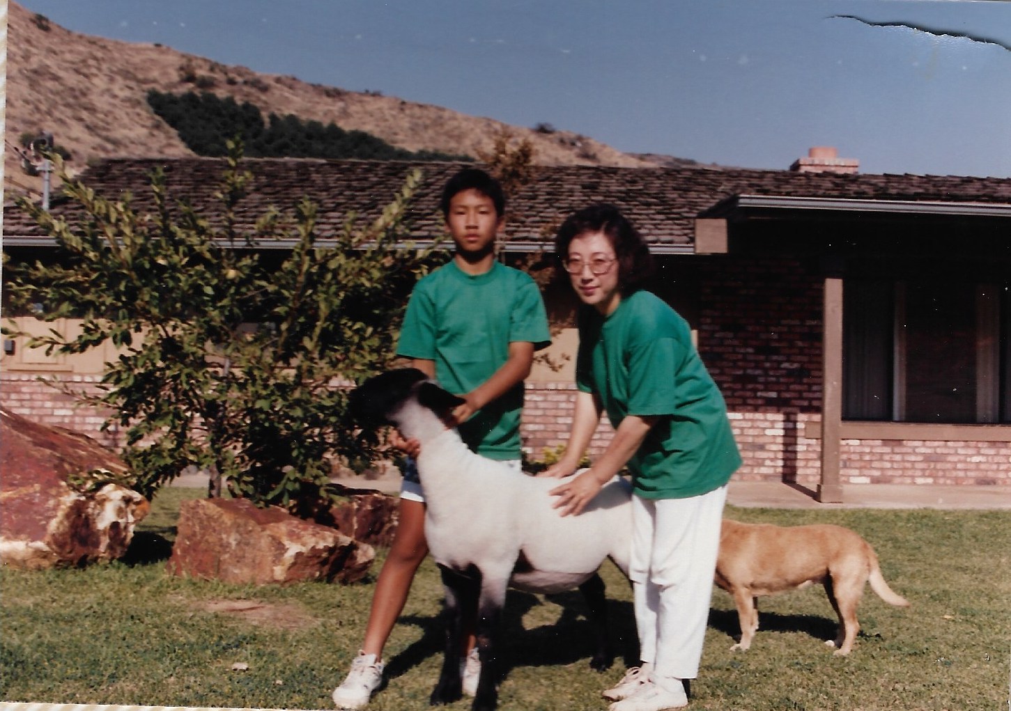 Joseph Chong, left, with his mother Sun Ok Chong on their California farm in the 1980s. (Joseph Chong)