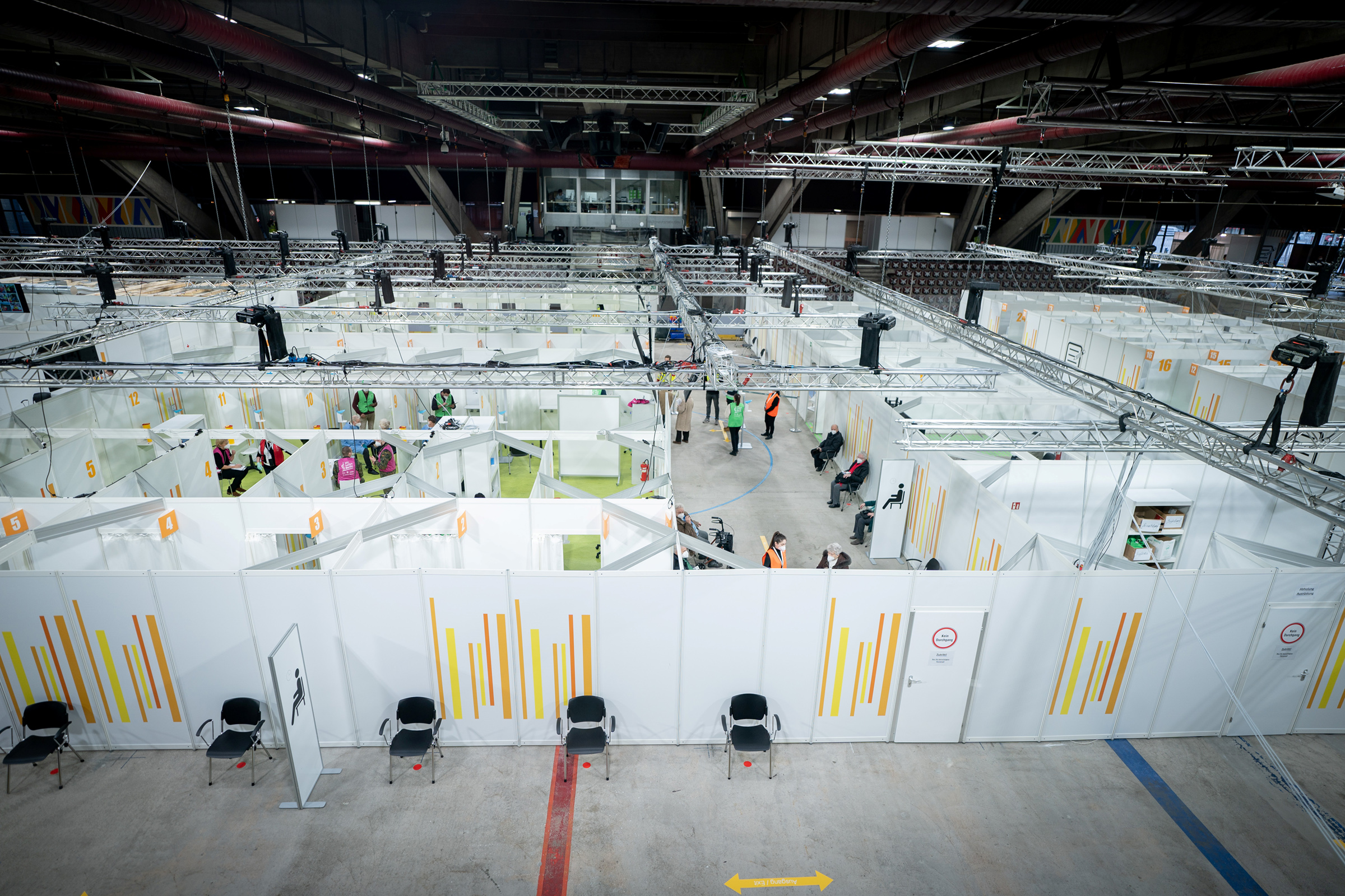 A view of a temporary COVID-19 vaccination center in the Erika-Hess ice stadium in Berlin on Jan. 14, 2021. (Kay Nietfeld—Pool/Reuters)