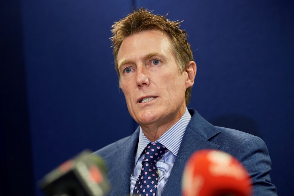 Australia's Attorney General Christian Porter speaks during a press conference in Perth on March 3, 2021, after he revealed he was the unnamed cabinet minister accused of raping a 16-year-old girl in 1988. He denied the allegations. (Stefan Gosatti–AFP/Getty Images)