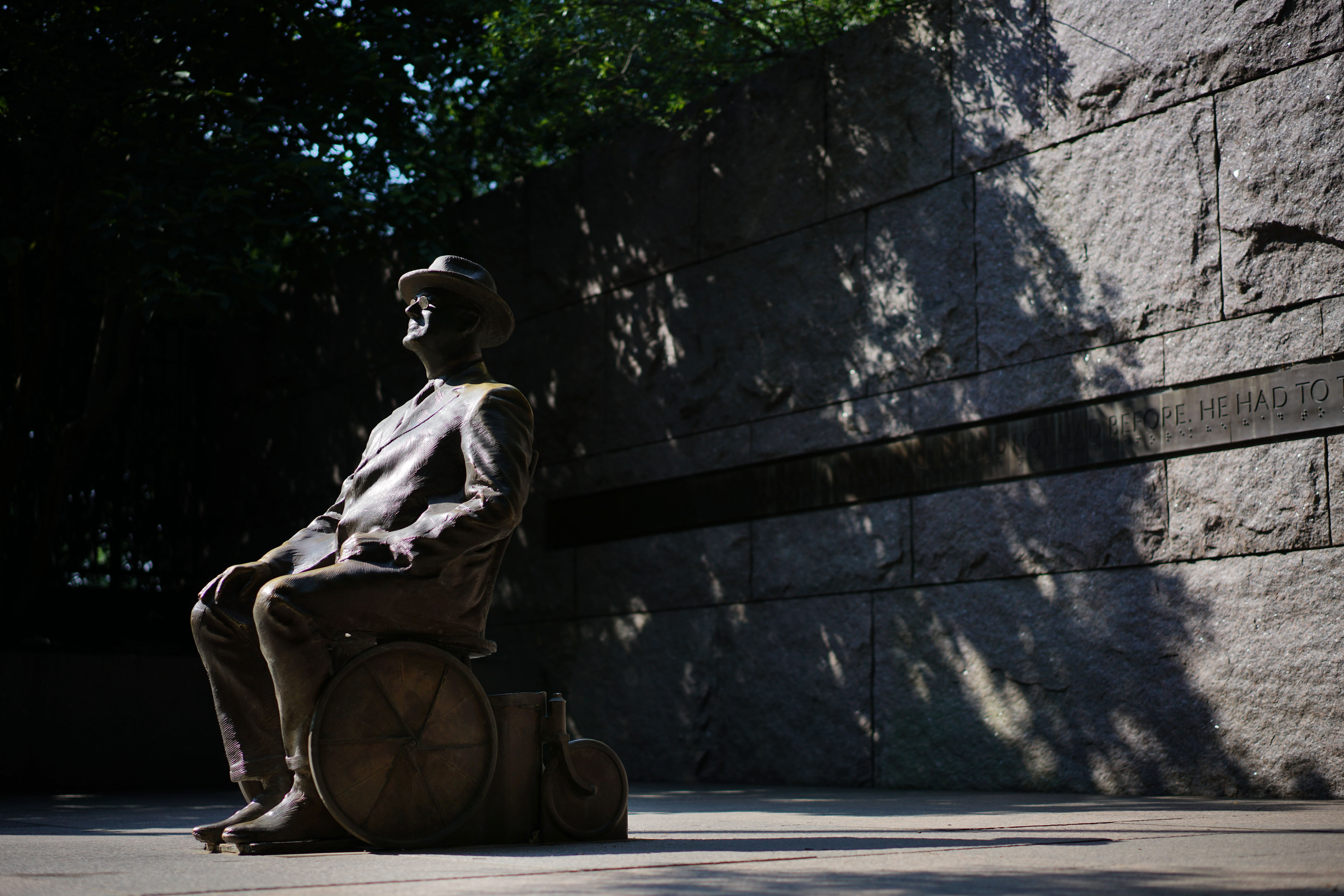 A statue of former US president Franklin Delano Roosevelt is seen at the Franklin Delano Roosevelt Memorial in Washington, D.C. on July 2, 2018. (Mandel Ngan—AFP/Getty Images)
