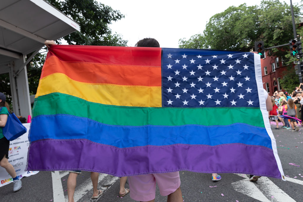 People take part in the LGBTQ Pride Parade in Washington, D.C. on June 8, 2019. (Aurora Samperio—NurPhoto/Getty Images)