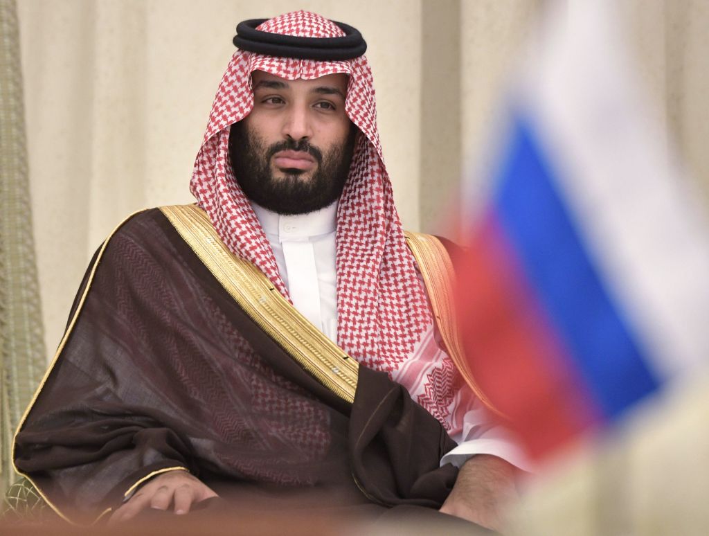Saudi Arabia's Crown Prince Mohammed bin Salman attends a signing ceremony following a meeting of Russian President Vladimir Putin with Saudi Arabia's King Salman in Riyadh, Saudi Arabia, on Oct. 14, 2019 (Alexey Nikolsky —SPUTNIK/AFP via Getty Images)