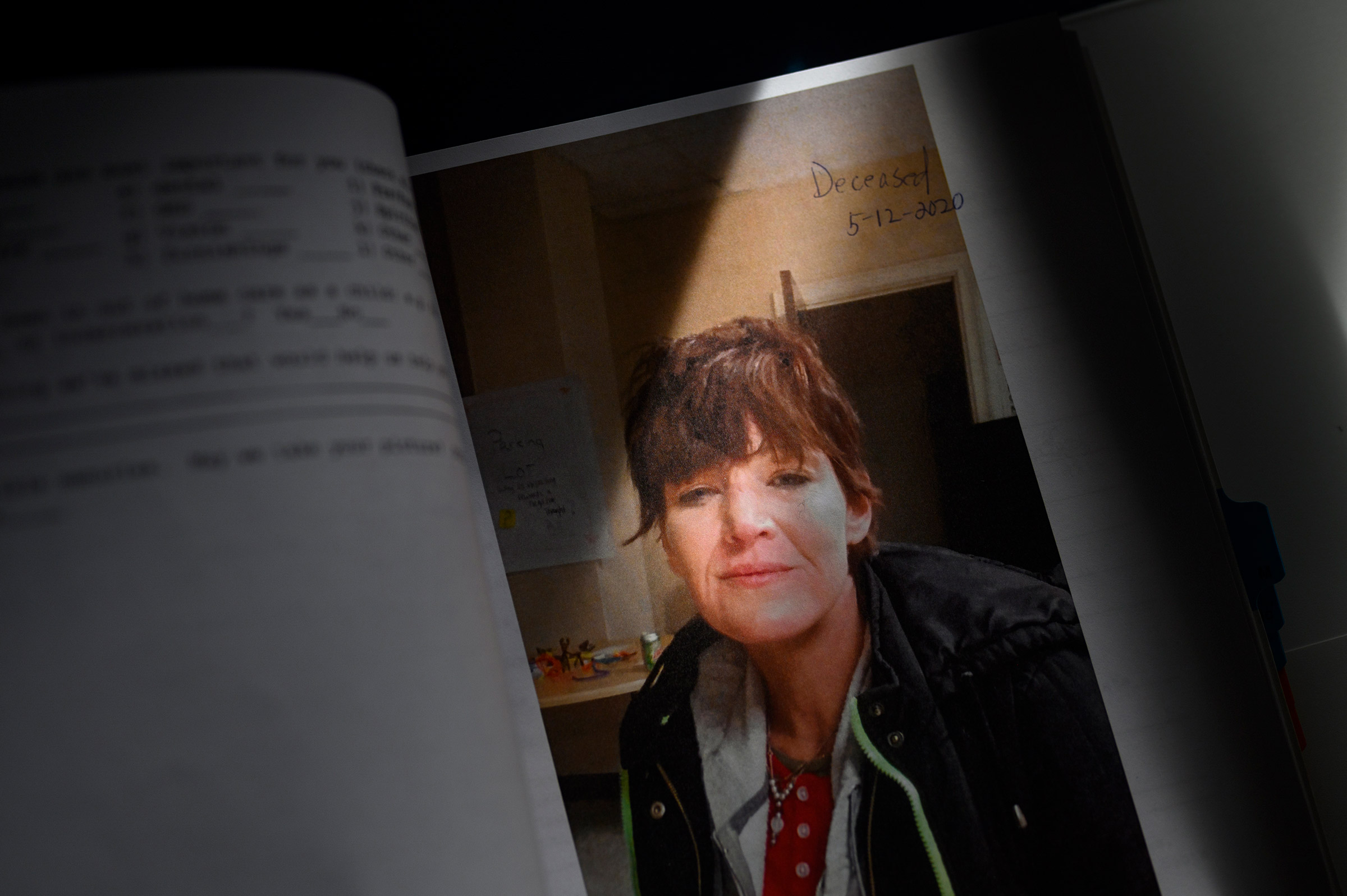 A photograph of Clarice, who died in May, in the records of Youth Services System. (Rebecca Kiger for TIME)